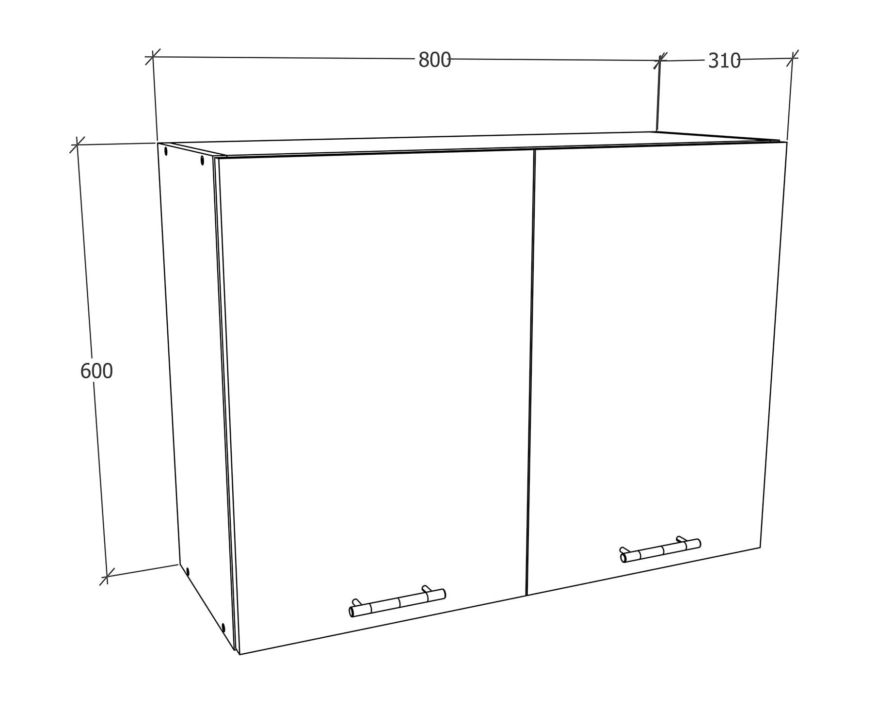VCM Hängeschrank »VCM Küchenschrank hängend | Maße ca. H. 60 x B. 80 x T. 31 cm | Hängeschrank mit zwei Fächern | Küchenmöbel ¿ Esilo«, (1 St.)