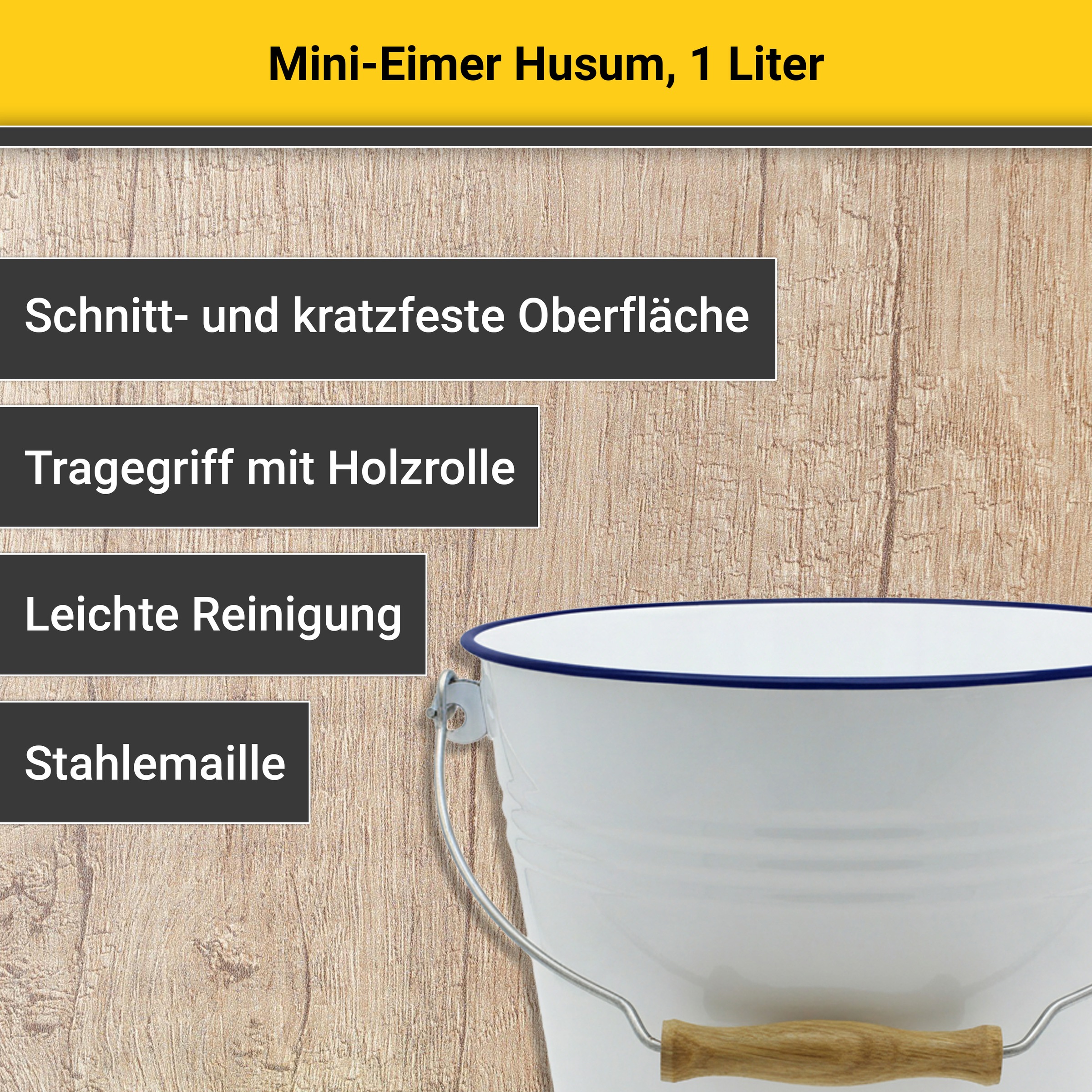 Krüger Putzeimer »Emaille Mini-Eimer Husum, 1 Liter« Emaille, 1,2 Liter