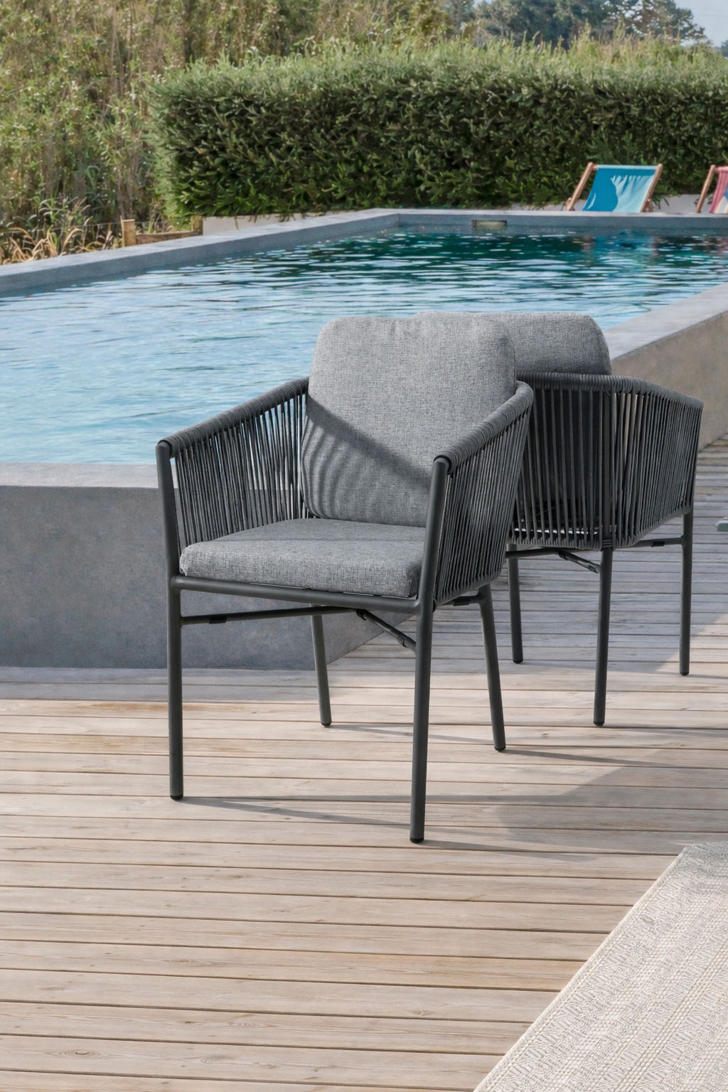 Destiny Garten-Essgruppe »LUCCA SAN MARINO  4 Se + Tisch OV 180x90cm holzf./ taupe« Set,  Aluminium, Rope, Polywood