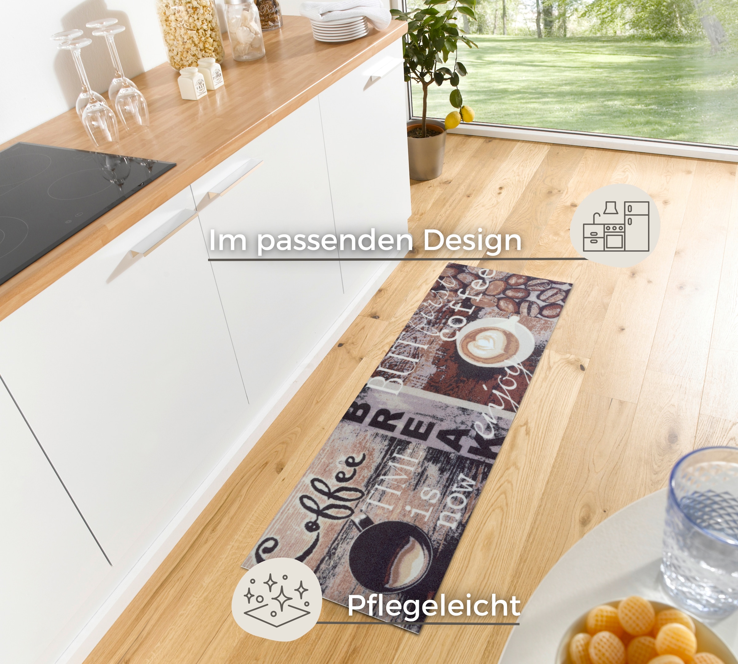 HANSE Home Küchenläufer »Enjoy Coffee Break«, rechteckig, 3 mm Höhe, Läufer, Rutschfest, Küchenteppich, Küche, Teppich, Pflegeleicht