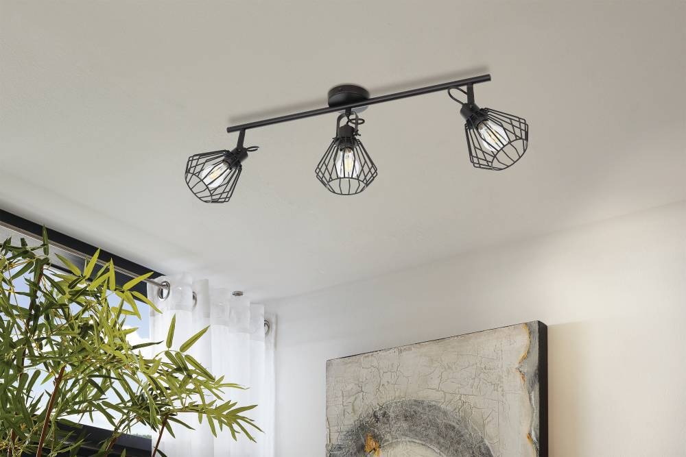 EGLO Deckenspot »TABILLANO«, 3 flammig, Leuchtmittel E27 | ohne Leuchtmittel, Deckenleuchte, Stahl, Schwarz, Küchenlampe, Spots mit E27 Fassung