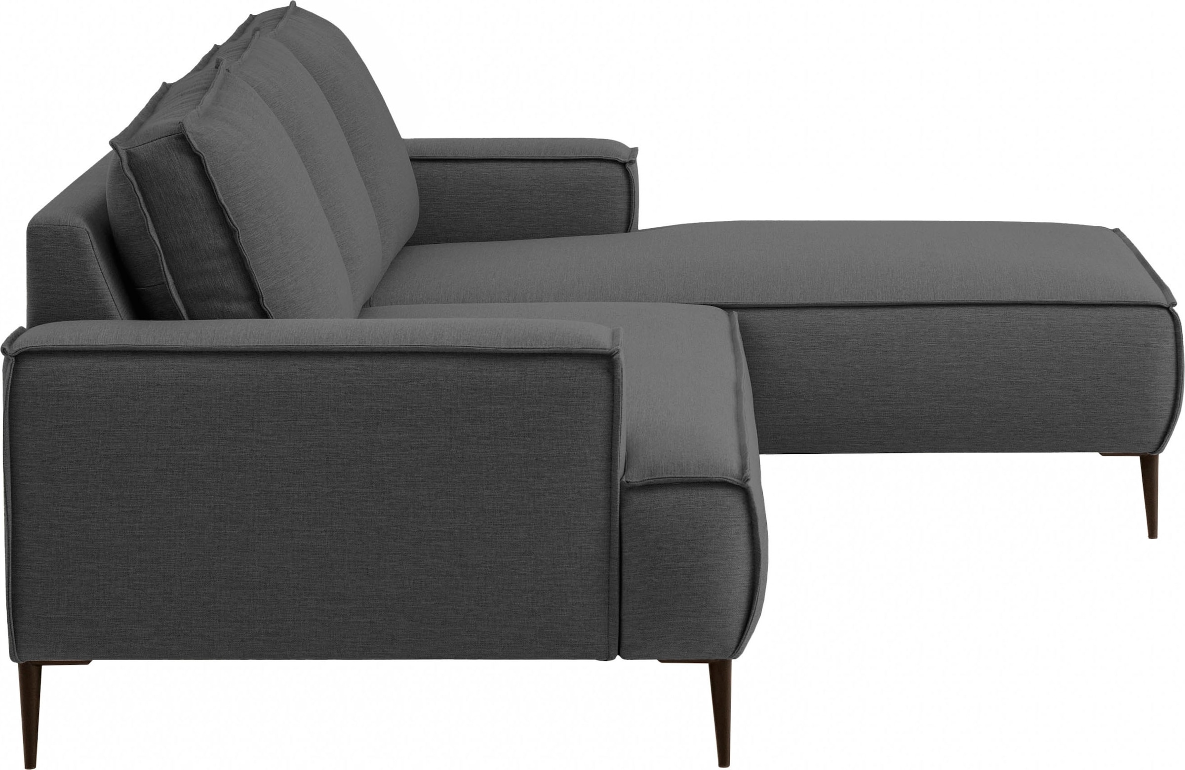 andas Ecksofa »TVINNU, L-Form, 275cm, in Cord und Flachgewebe«, wahlweise Recamiere rechts/links, schwarze Füße, bequemer Sitzkomfort