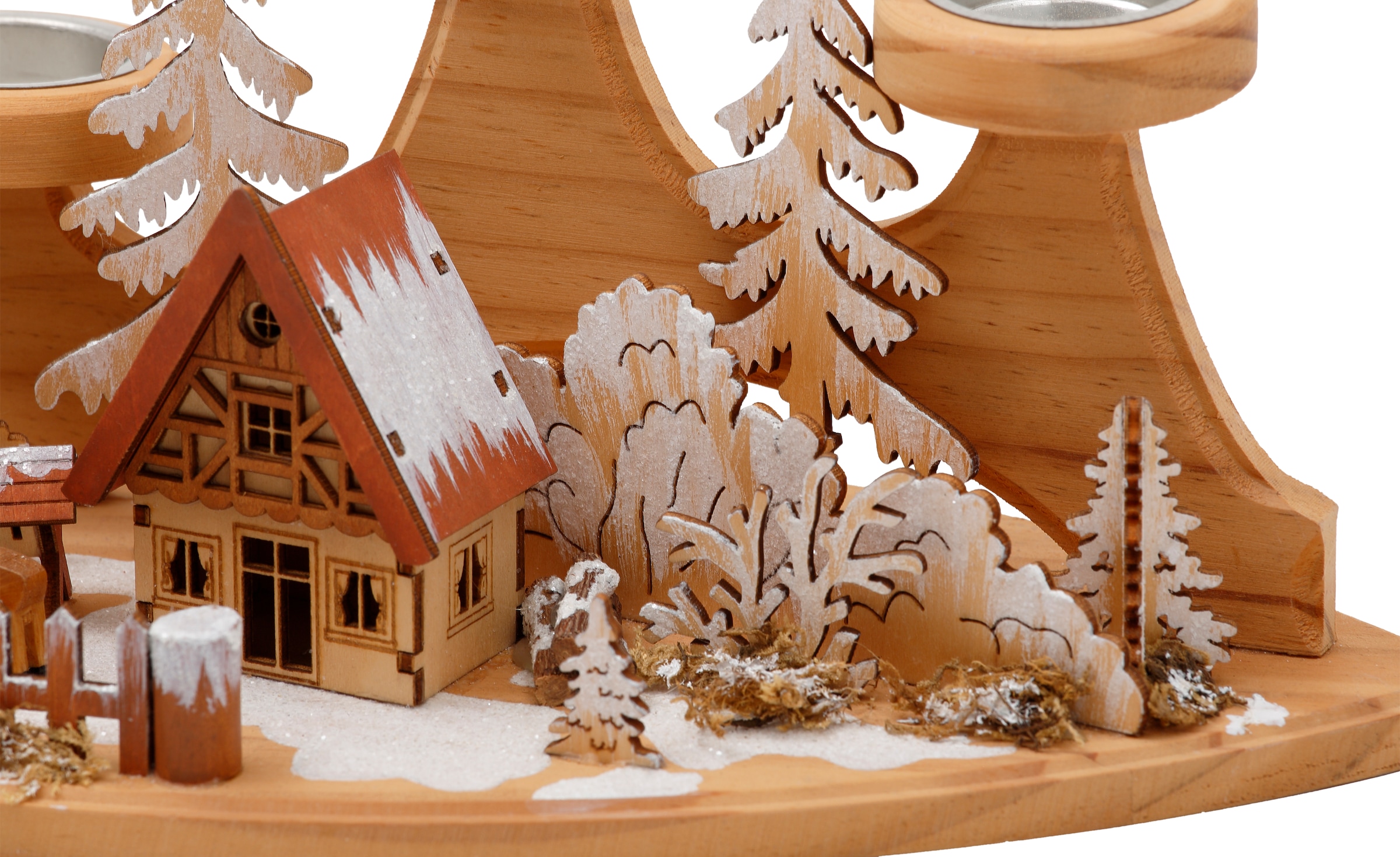 Home affaire Teelichthalter »Winterlandschaft, Weihnachtsdeko OTTO (1 Adventsleuchter bei ca. 37 aus für St.), 4 Teelichter, Holz«, cm Breite