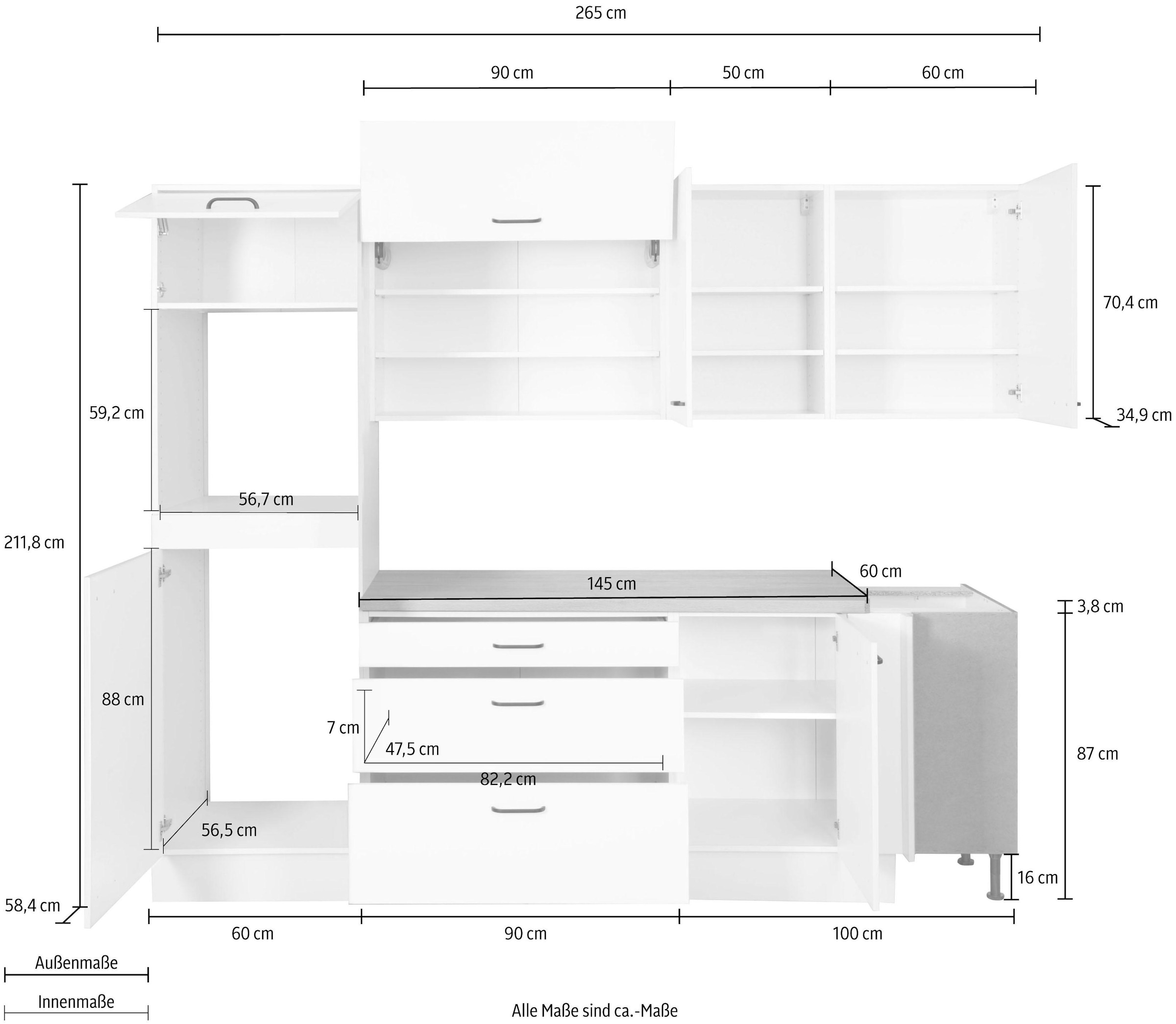 OPTIFIT Winkelküche »Elga«, Premium-Küche mit Soft-Close-Funktion,  Stellbreite 265 x 175 cm bestellen online bei OTTO