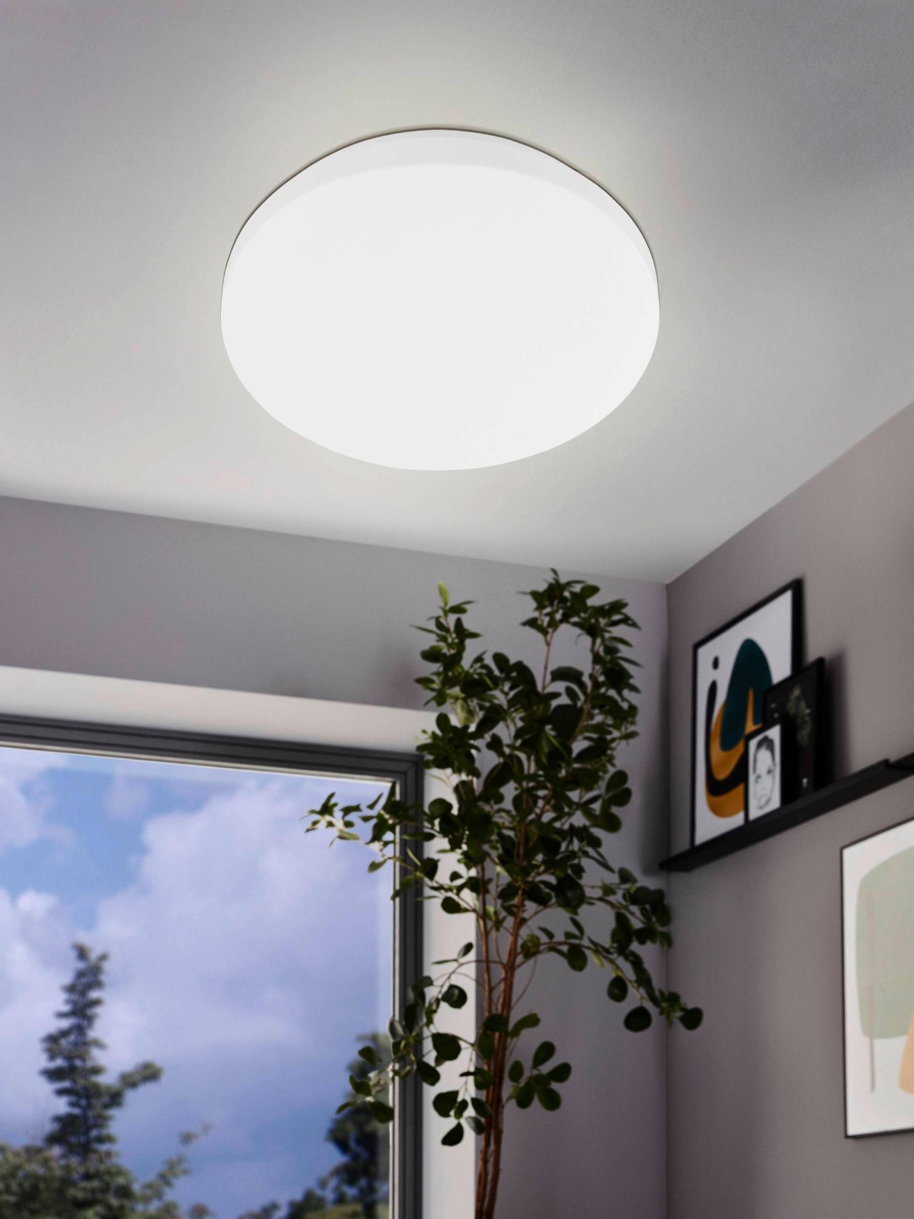 EGLO LED Deckenleuchte »POGLIOLA Deckenlampe rund, Aufbaulampe, flache Bauweise« LED-Board 1 Stk. Warmweiß Ø26cm, Deckenleuchte, für Schlafzimmer und Flur, Lampe weiß, Leuchte