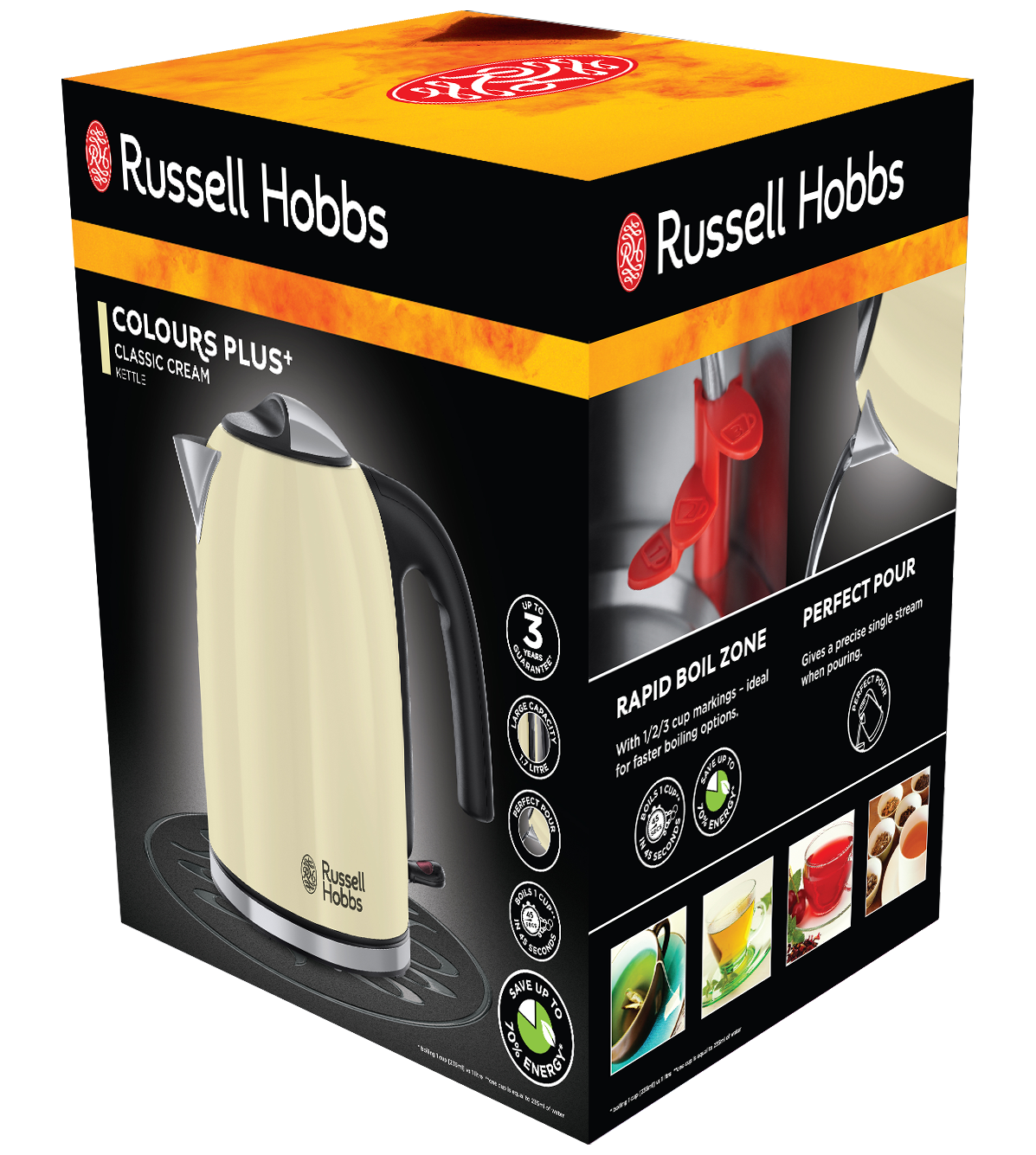 RUSSELL HOBBS Wasserkocher »Colours+ 20415-70«, 1,7 l, 2400 W, Edelstahl Creme, herausnehmbarer Kalkfilter, optimierte Ausgusstülle