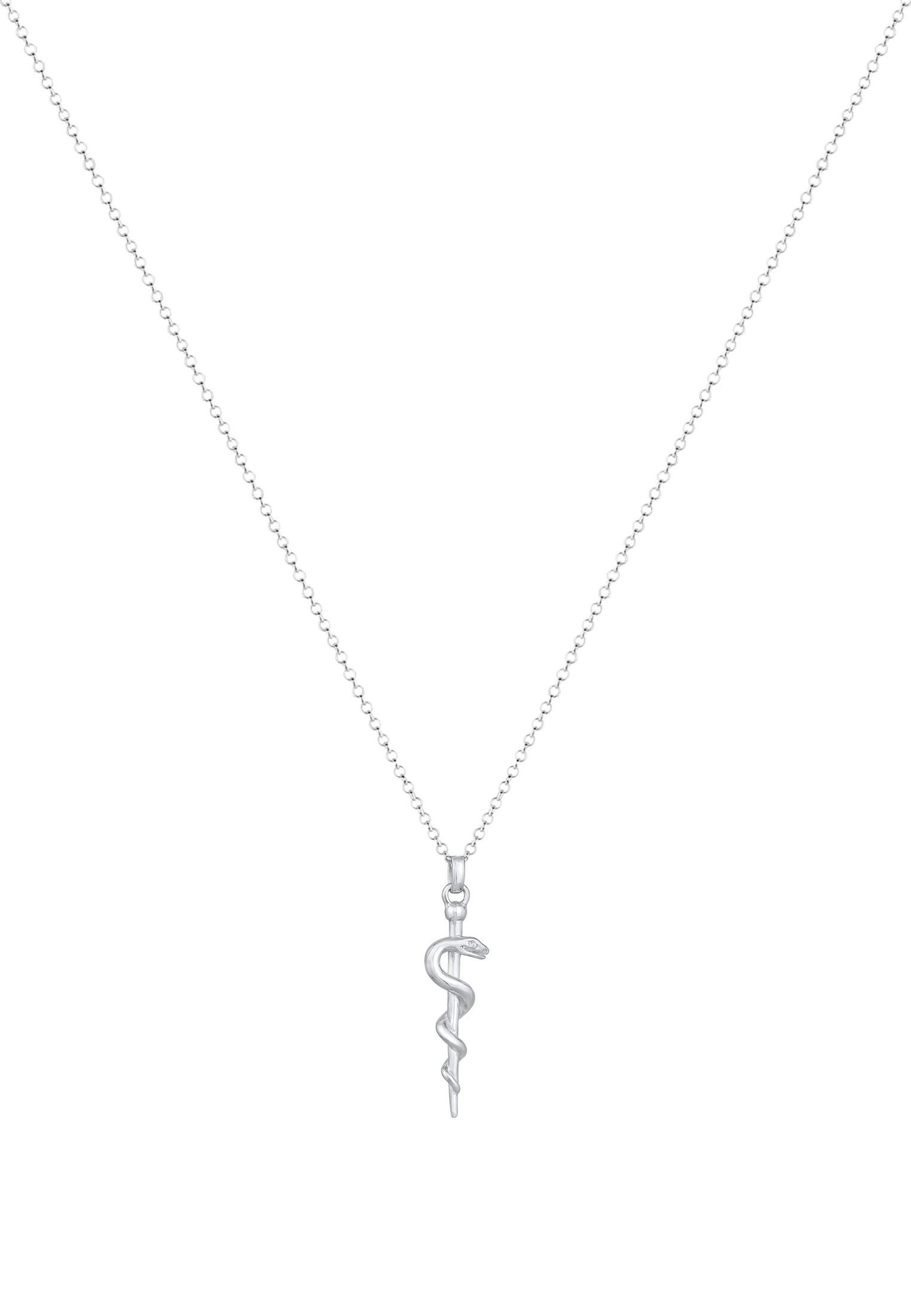 Elli Kette mit Anhänger »Halskette Schlangenstab Äskulapstab Heilkunde 925er Silber«
