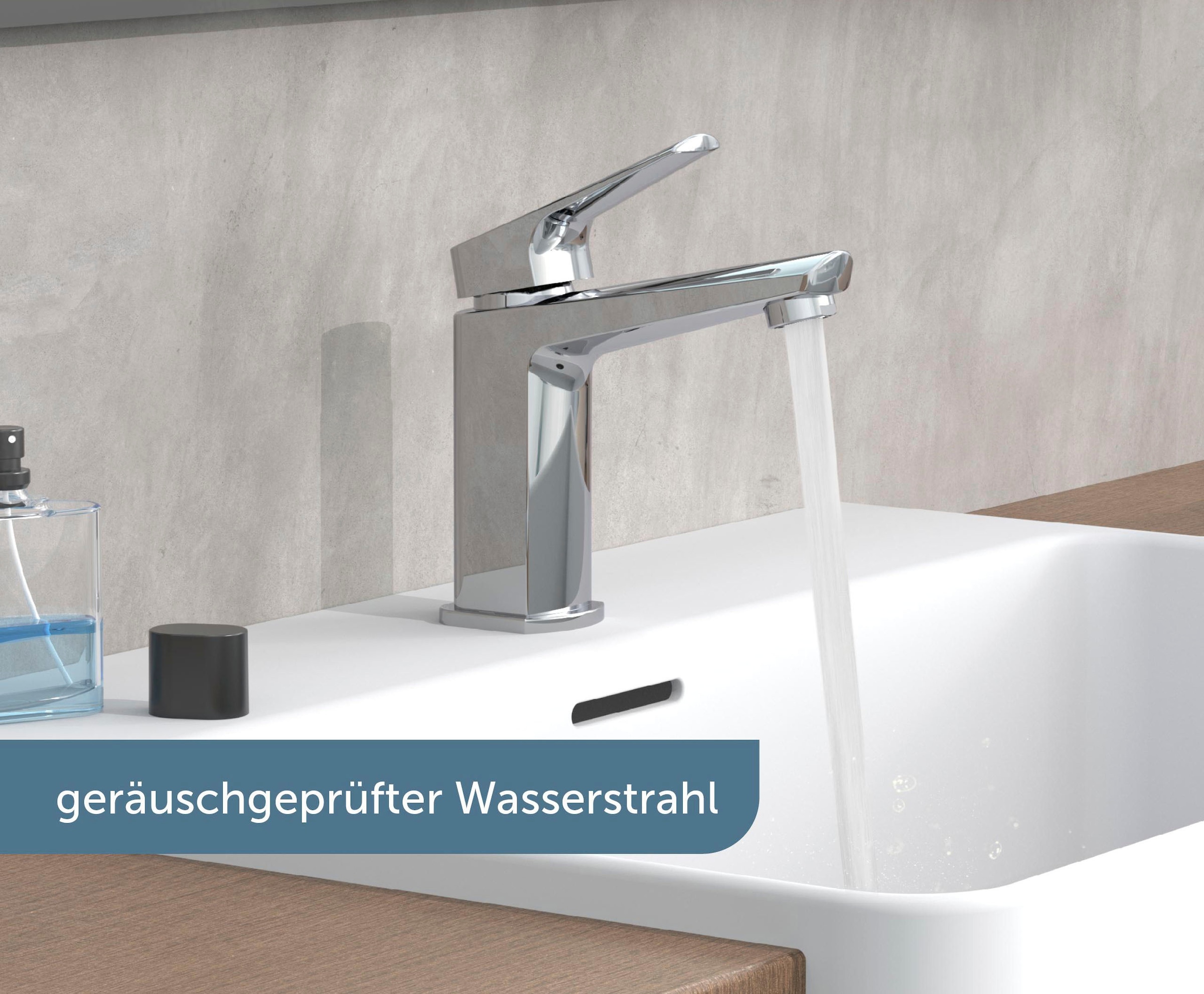 Schütte Waschtischarmatur »RAVEN«, Wasserhahn mit Ablaufgarnitur, Mischbatterie mit Pop Up Abflussstopfen