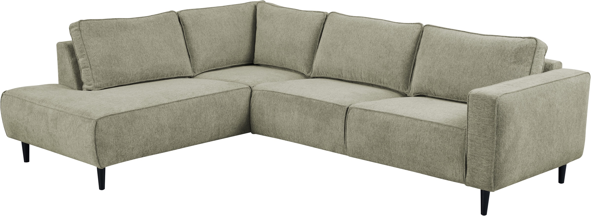 Places of Style Ecksofa »Fumone, Lederoptik oder Soft-Touch Chenille«, Breite 260, mit schwarzen Massivholzfüßen