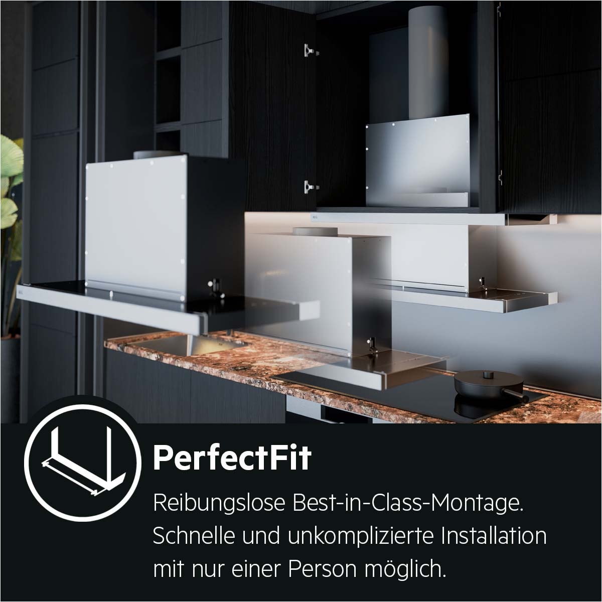 AEG Flachschirmhaube »DPS5650AM 942022603« 3 Stufen + Intensivstufe,Abluft- und Umluftbetrieb, LED-Leuchtstreifen