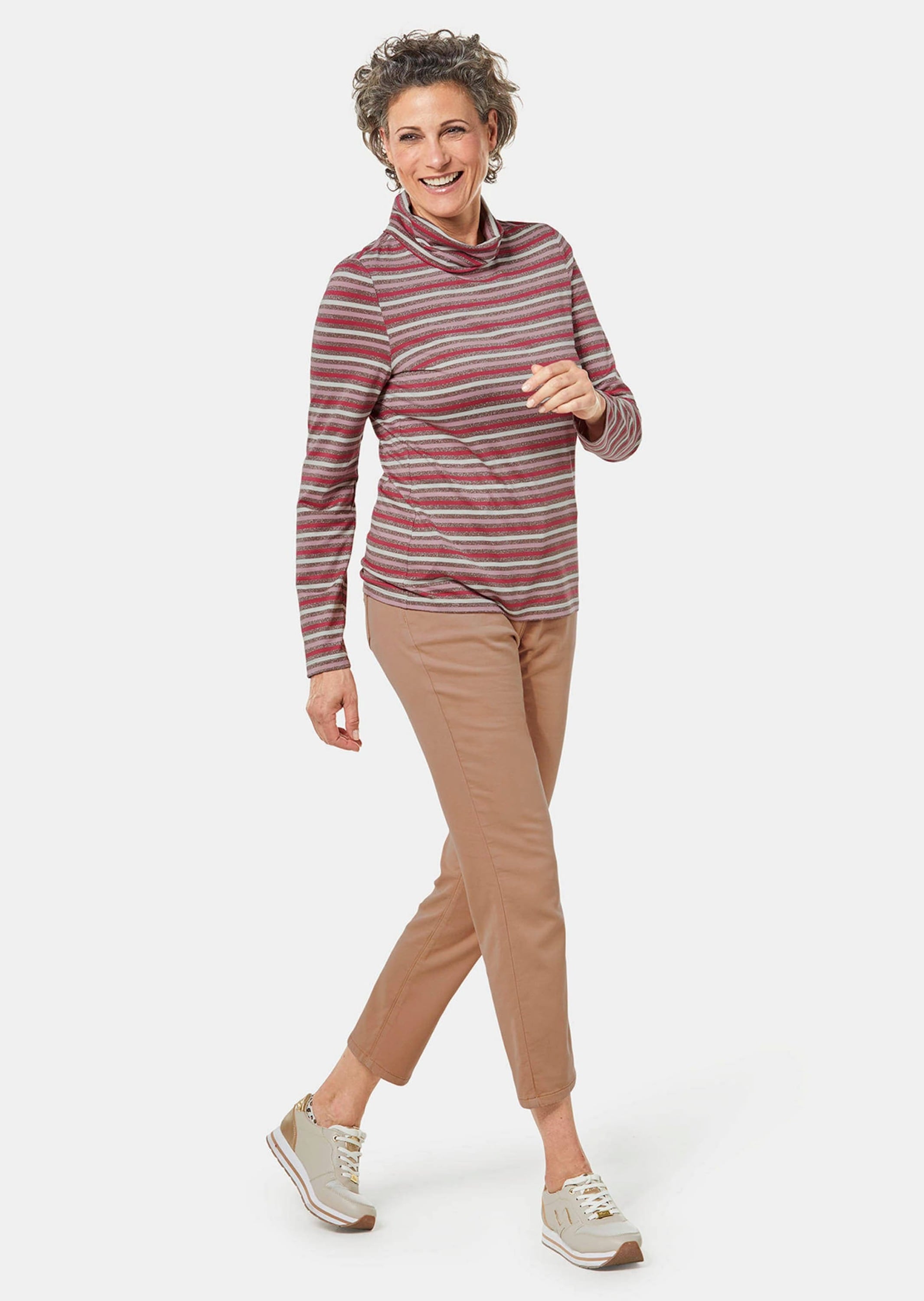 GOLDNER Longpullover »Kurzgröße Kratzfreies Ringelshirt mit soften Glanzgarnen«
