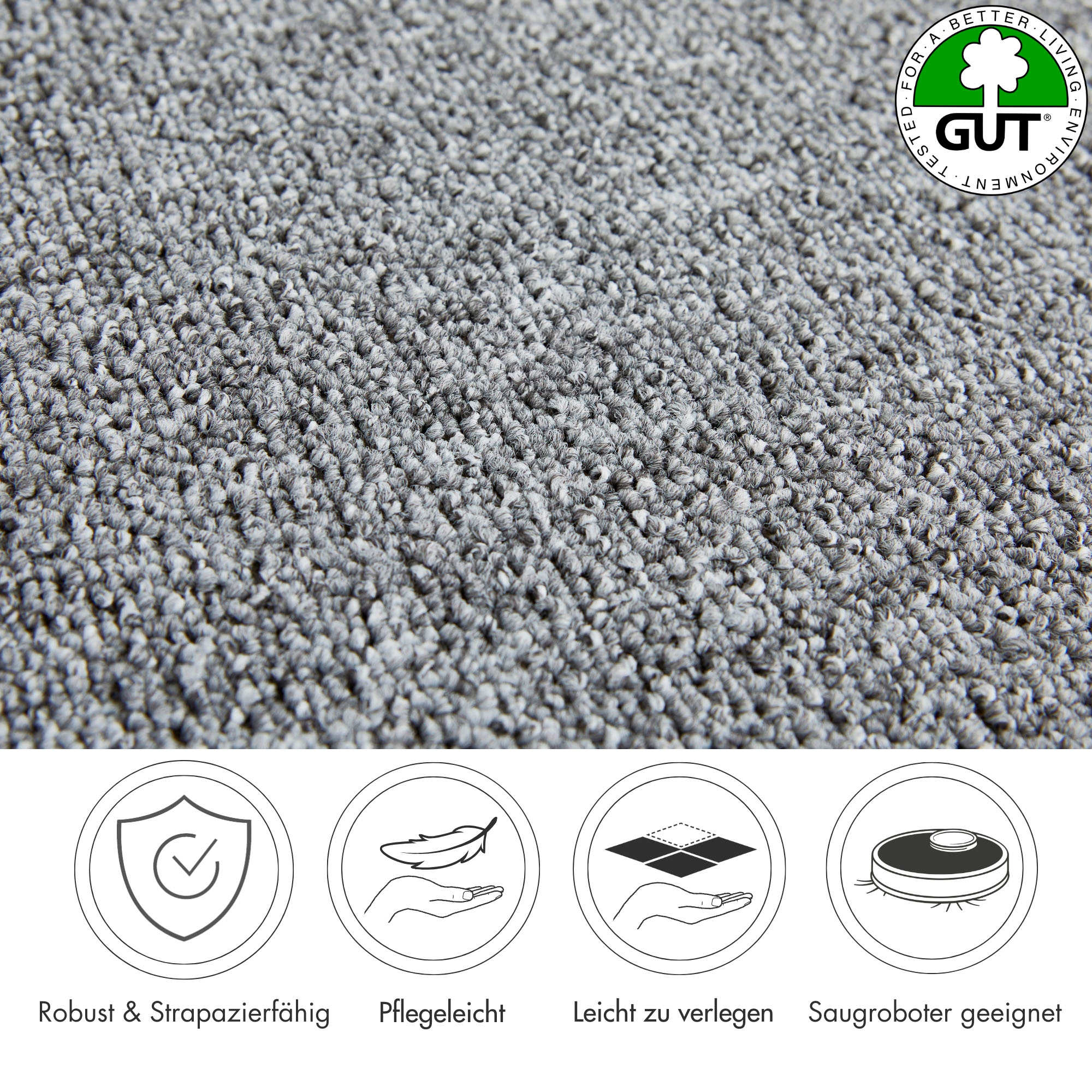 Andiamo Teppichboden »Luton, Feinschlinge, Made in Netherlands«, rechteckig, 6 mm Höhe, meliert, Breite 400 cm oder 500 cm, strapazierfähig & pflegeleicht