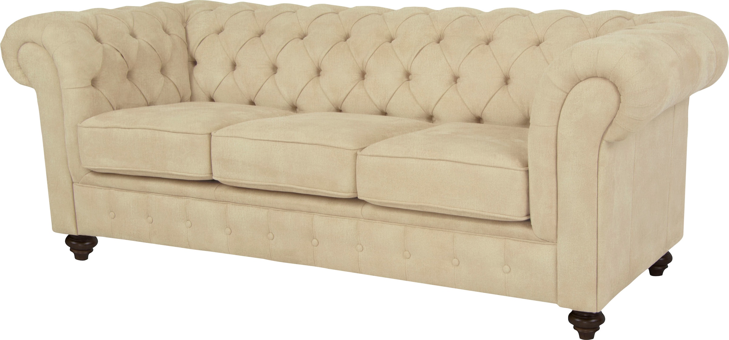 Home affaire Chesterfield-Sofa »Duc 3-Sitzer«, hochwertige Knopfheftung im Rücken, Samtoptik mit changierender Optik