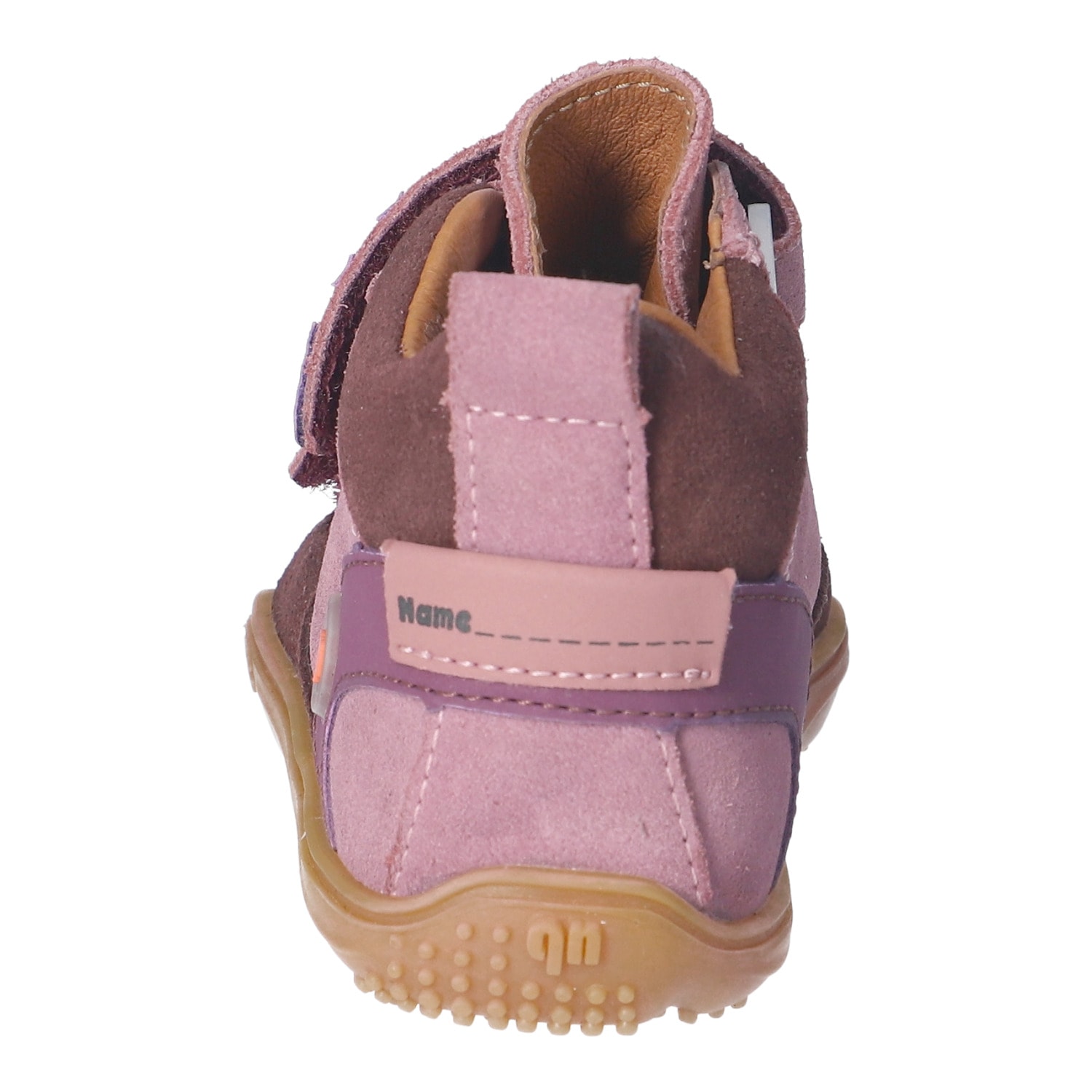 qnuffs Barfußschuh »Kastanie«  Klettschuh, mit Namensschild an der Ferse, kürzbarer Klettriemen
