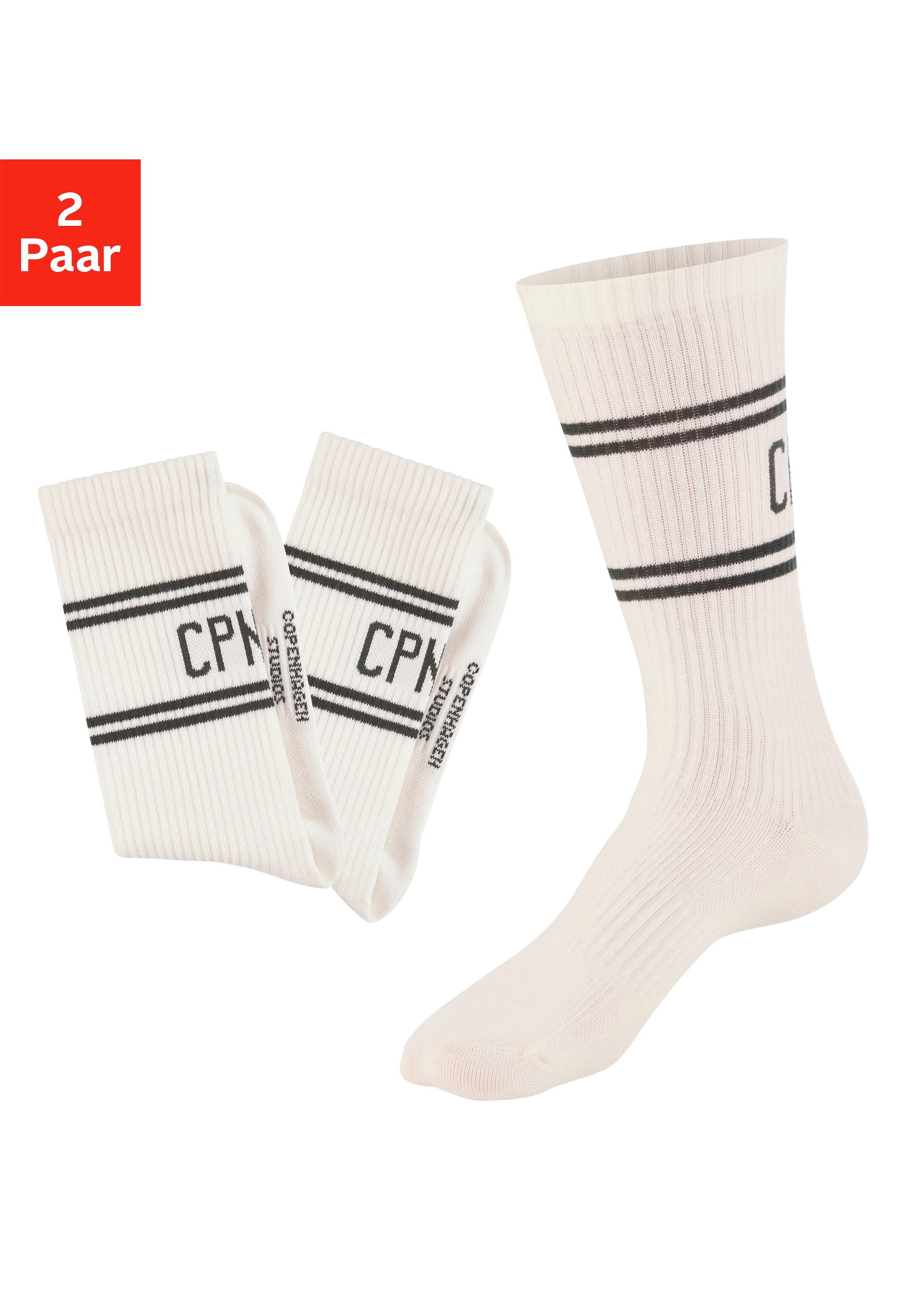 Copenhagen Studios Langsocken Packung, 2 Paar tlg. mit Pikeé-Struktur unter der Sohle, Größe 43-46