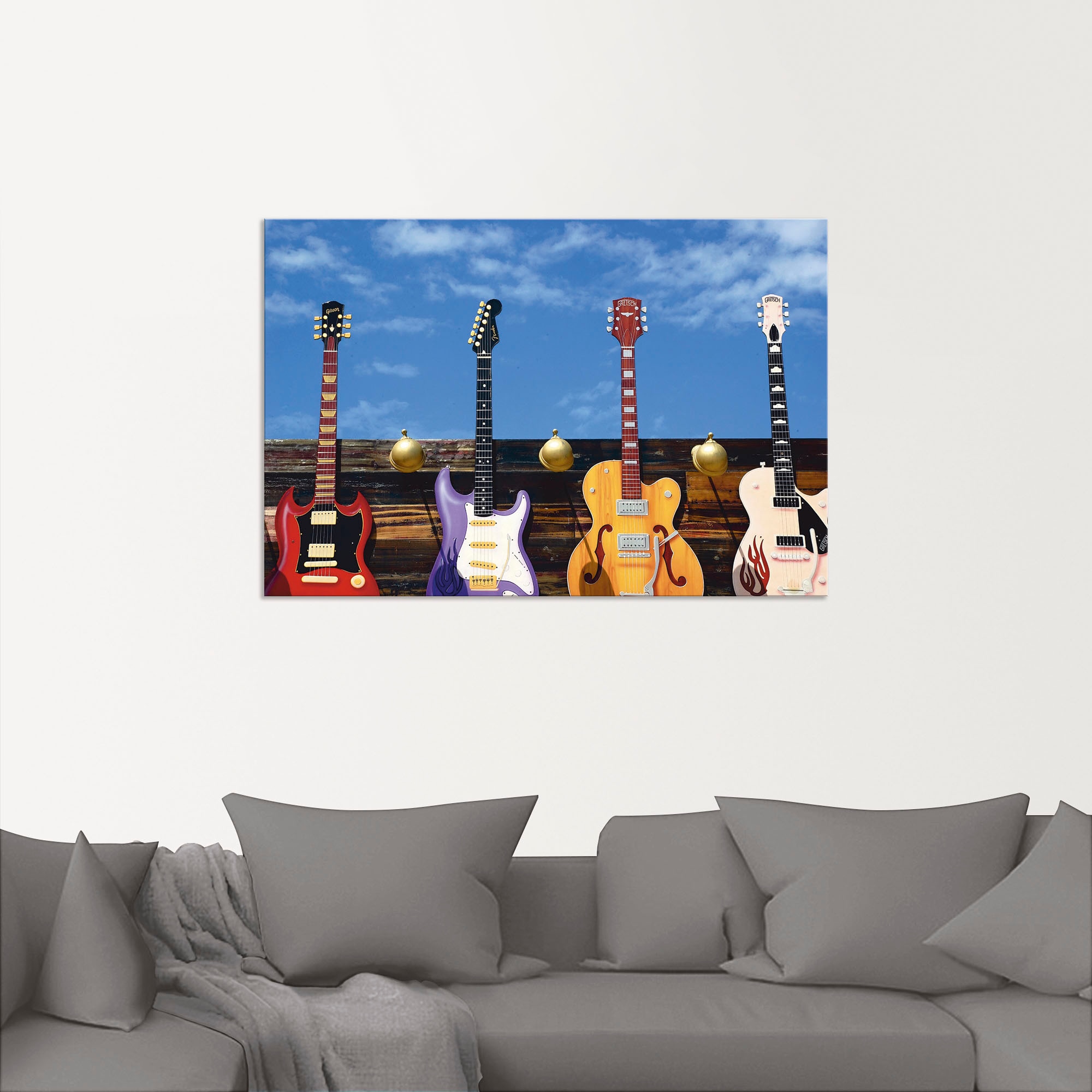 Artland Wandbild »Vier Elektrogitarren«, Instrumente, (1 St.), als Alubild, Leinwandbild, Wandaufkleber oder Poster in versch. Größen