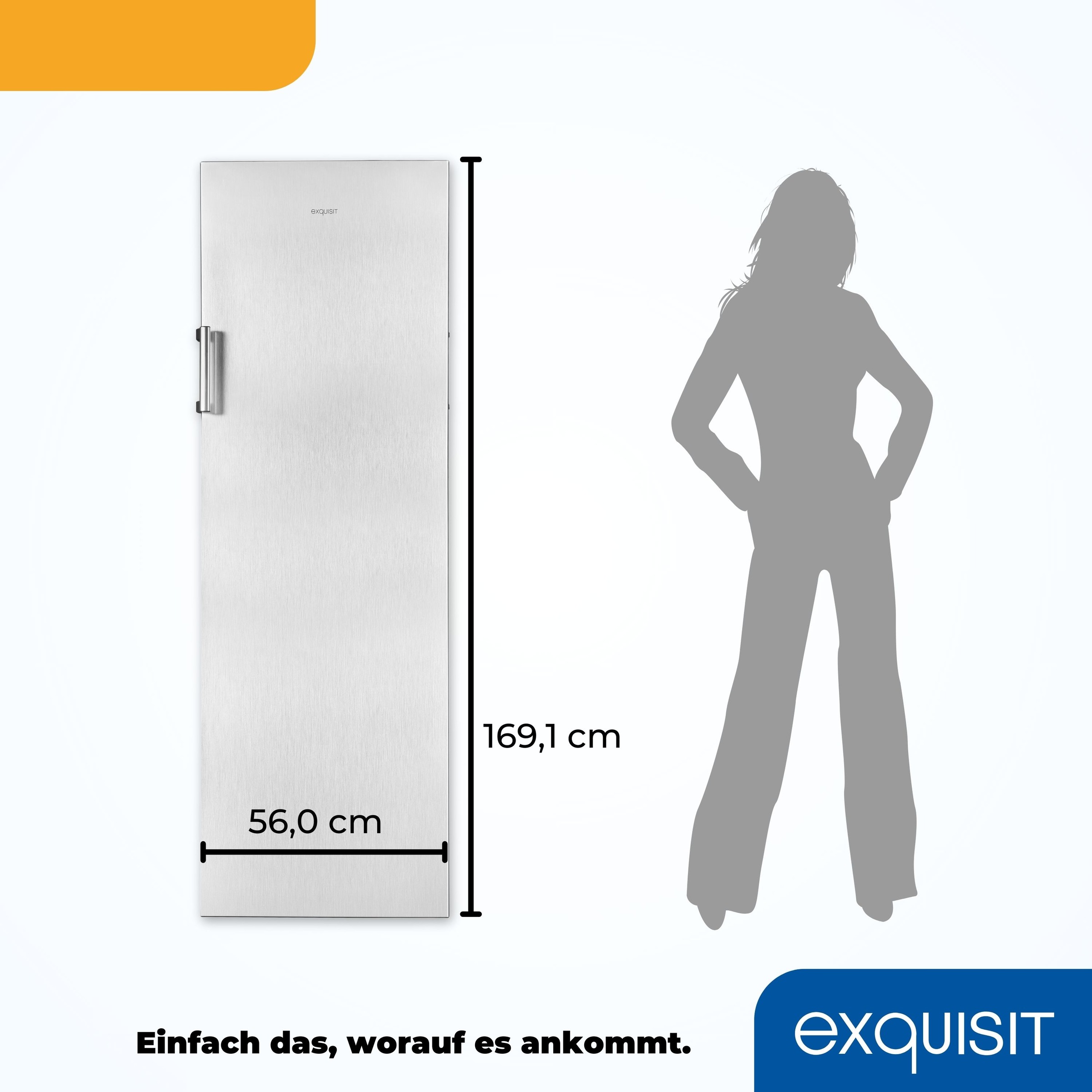 exquisit Gefrierschrank »GS271-NF-H-010E inoxlook«, 169,1 cm hoch, 55,9 cm breit, 194 L Volumen, NoFrost, Schnellgefrieren, 4 Sterne