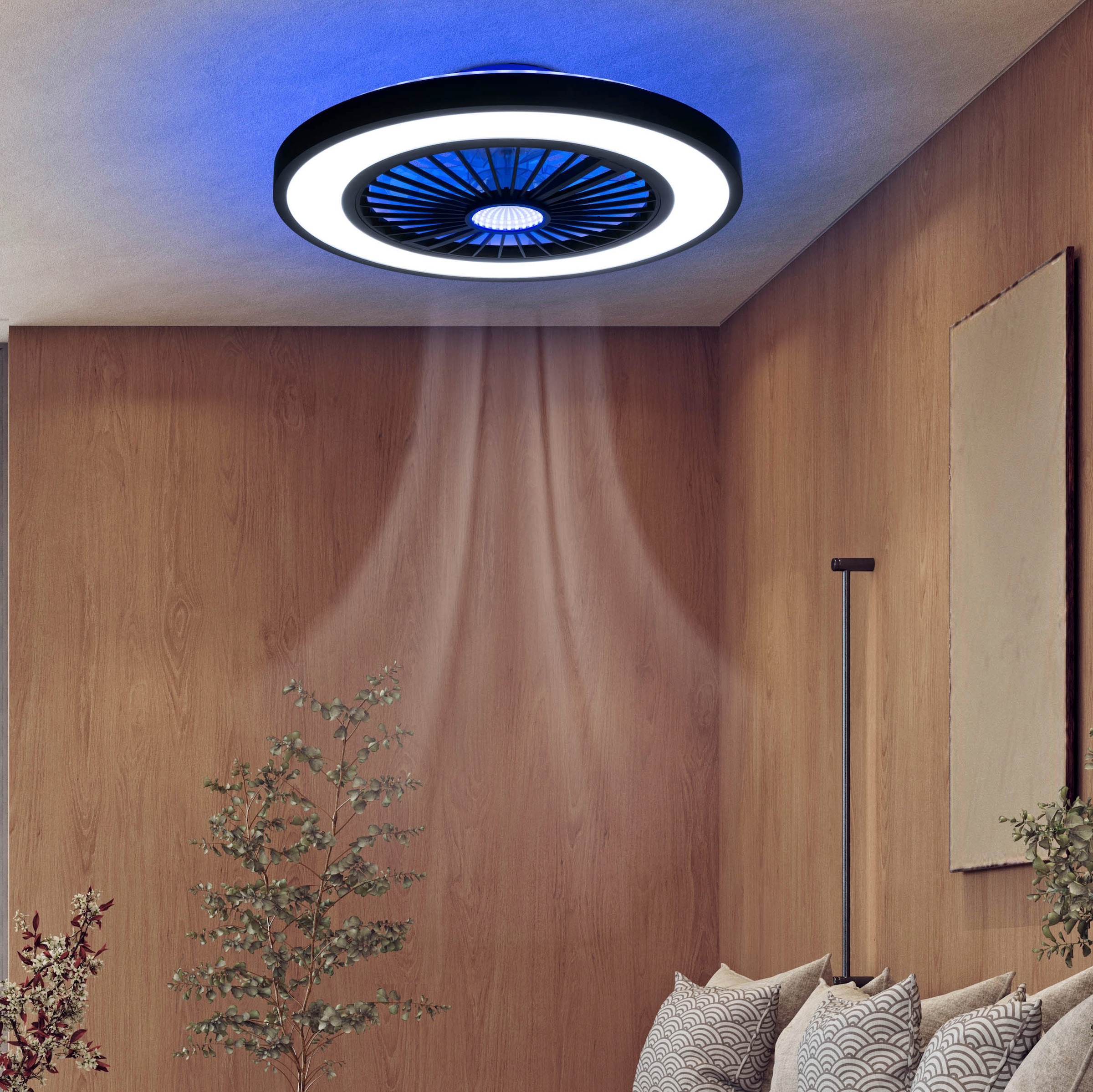 my home LED Deckenleuchte »Yuri Deckenventilator«, 1 flammig-flammig, Deckenlampe, Ventilator, RGB-Backlight
