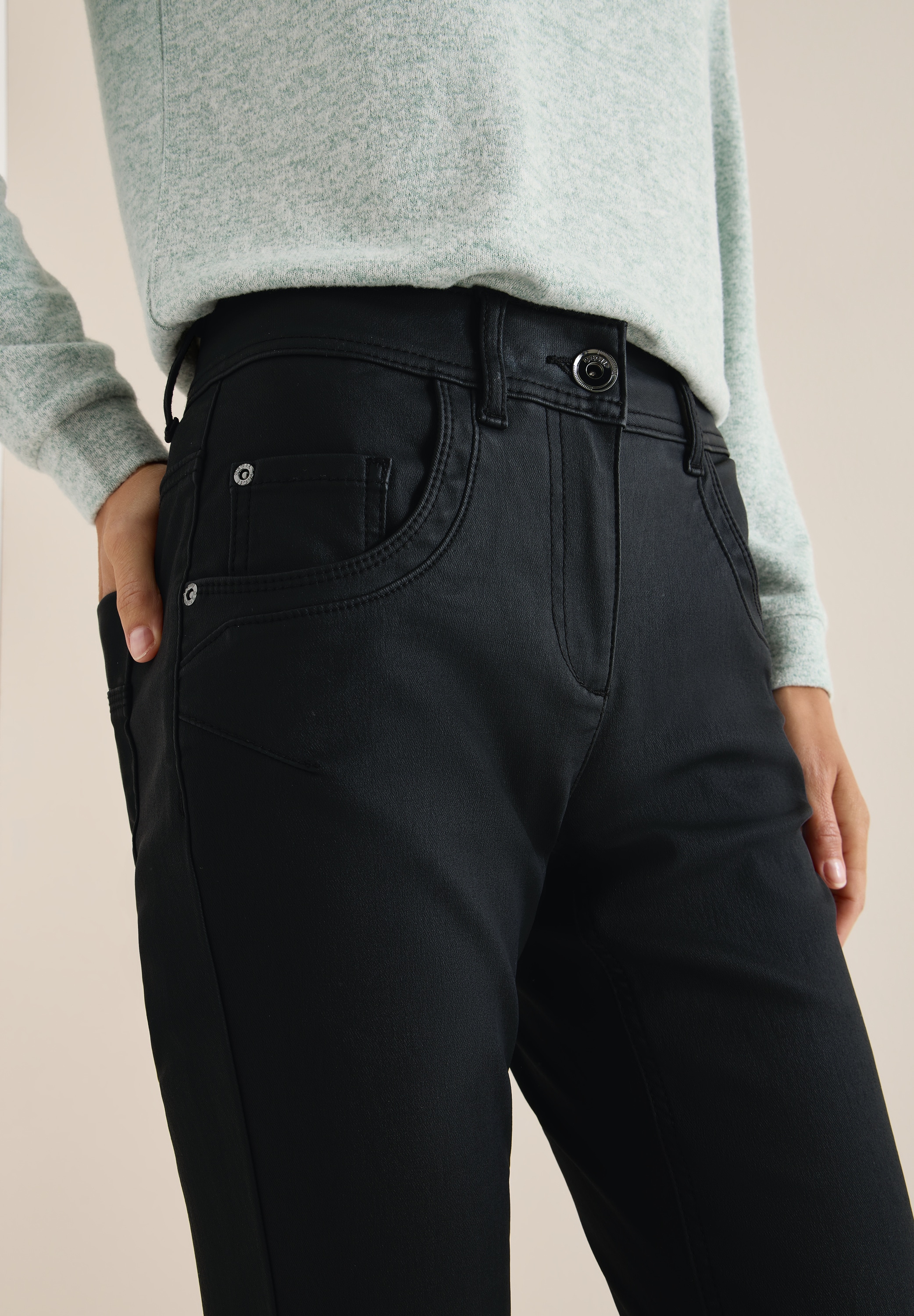Cecil 5-Pocket-Hose »Style Toronto«  im Leder-Look, mit leicht glänzender Beschichtung
