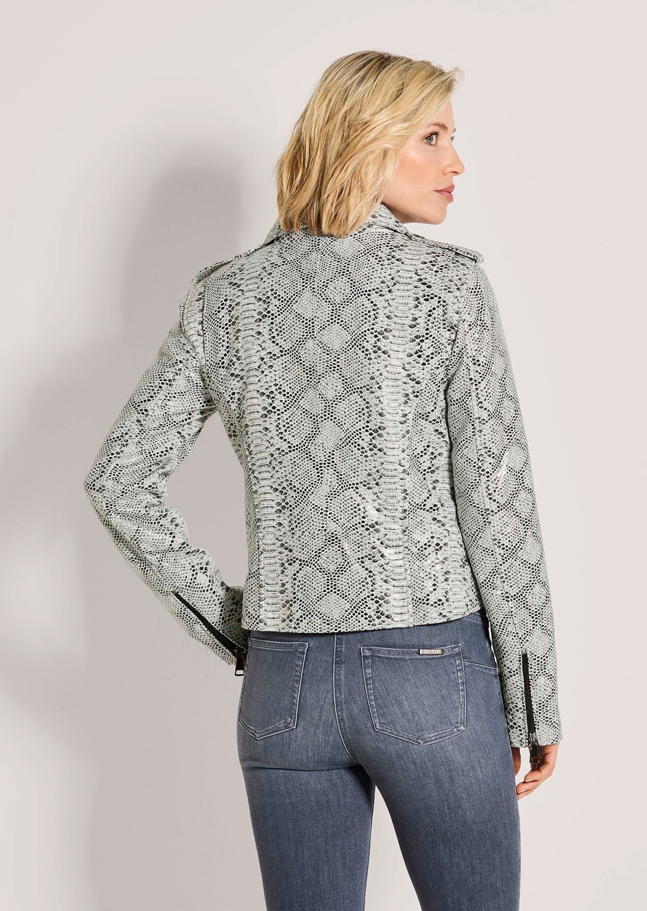 MADELEINE Jeansjacke »Lederjacke Kurzjacke mit Animal-Muster« Schlangenprint