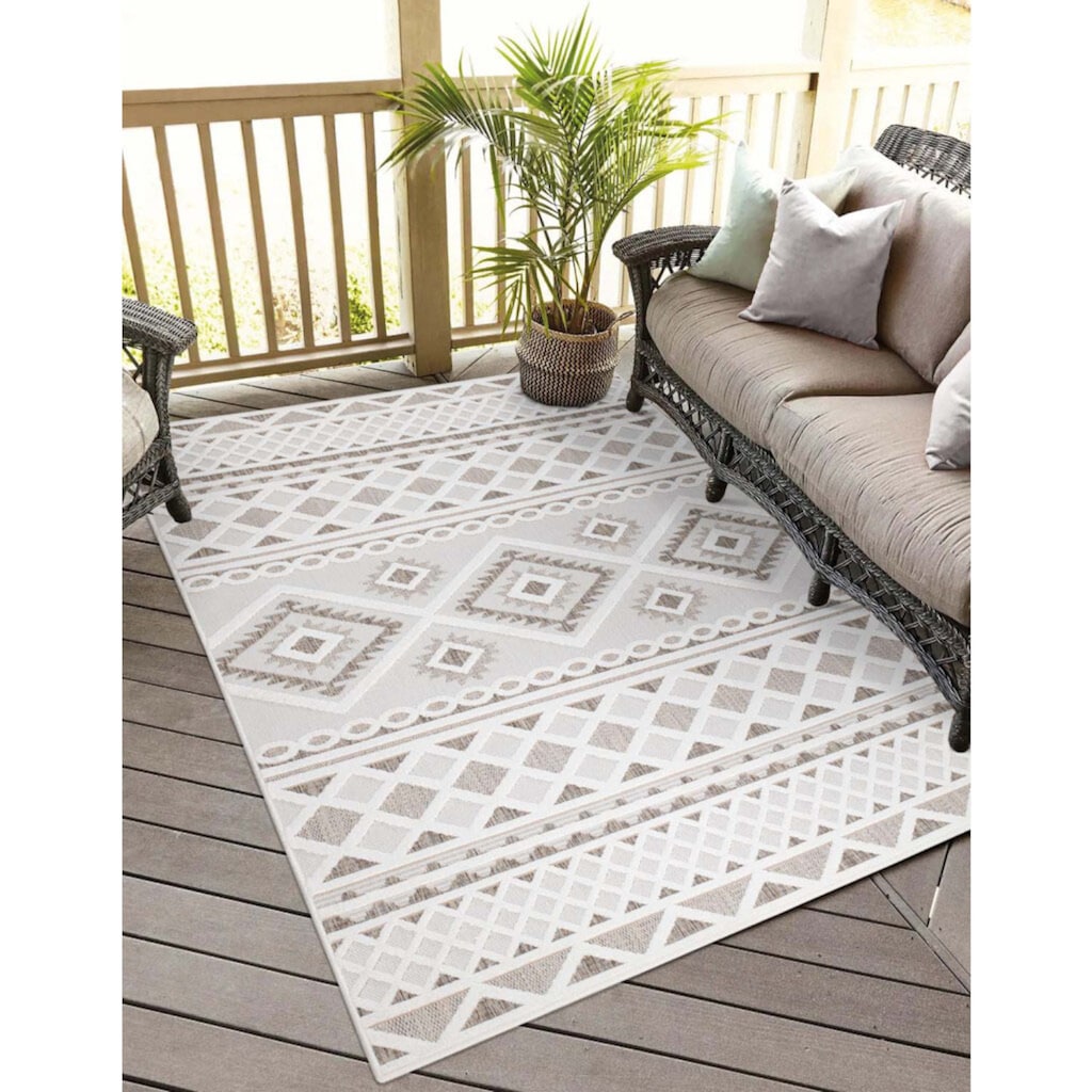 Carpet City Teppich »In-& Outdoorteppich Santorini 435, 3D-Effekt, Boho-Look«, rechteckig