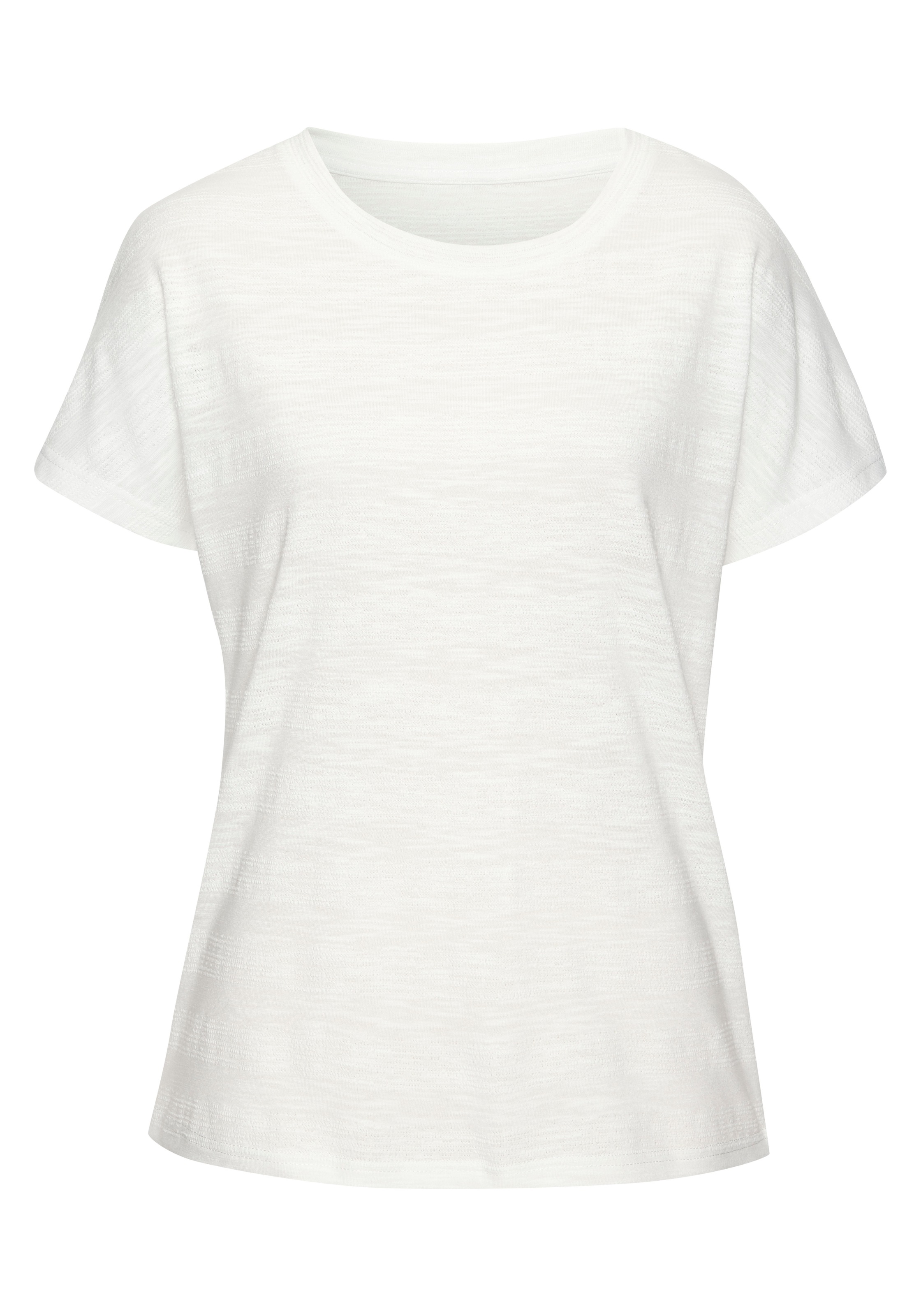 Vivance T-Shirt »mit modischer Strukturoptik«, (2er-Pack), aus pflegeleichter Qualität mit Baumwolle