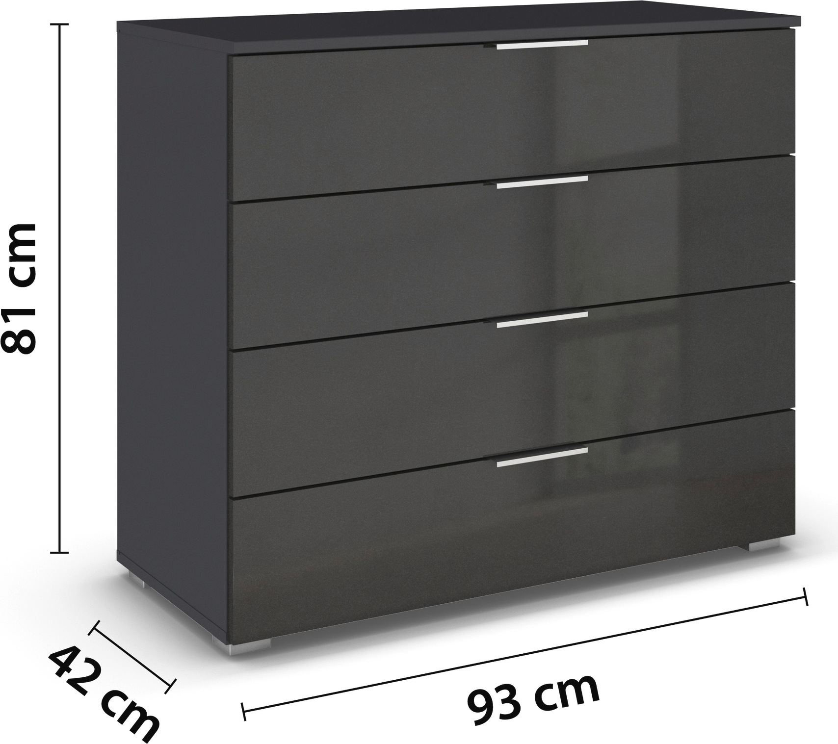 rauch Schubkastenkommode »Sideboard Schubladenkommode AGORDO mit Dekor- oder Hochglanzfront«, (in zwei Griff-Farben), Breite 93 cm mit 4 großen Schubladen für viel Stauraum MADE IN GERMANY