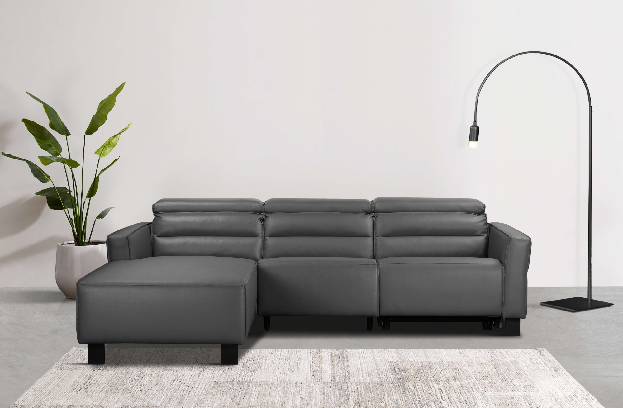 Places of Style Ecksofa »Carpari, L-Form, 263 cm, manuelle o. elektrische Relaxfunktion,«, USB A/C und Kopfteilverstellung