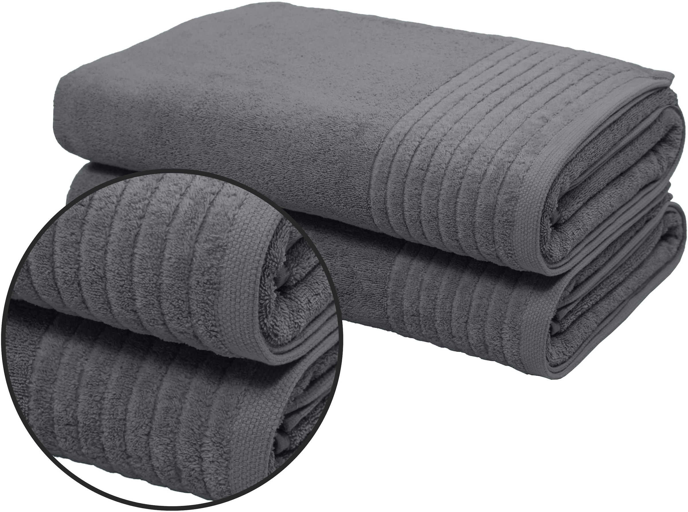 my home Saunatuch »Sanremo Premium, Premium Handtücher, 600 gr/m², 80x200cm«, (Set, 2 St., 2x 80x200), mit Bordüre, einfarbig, flauschig und weich, dicke Qualität