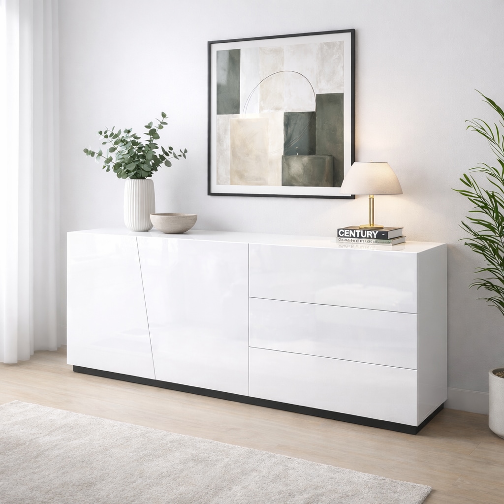 OTTO home Kommode »San Remo, Kombikommode, Sideboard, mit viel Stauraum, Hochglanz« Moderne Kommode, UV-lackiert, grifflos, push-to-open-Funktion, B=180cm