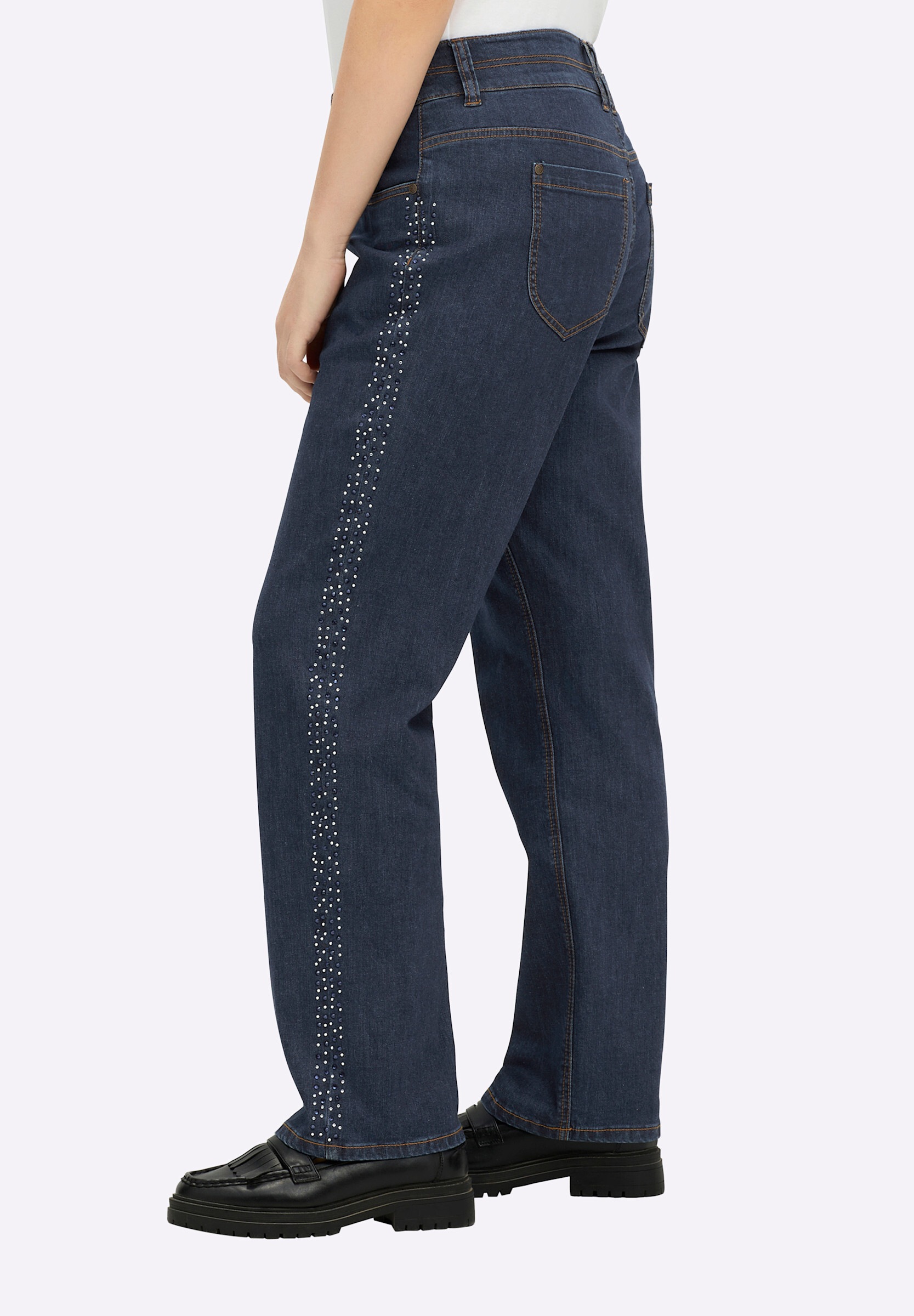 Sheego 5-Pocket-Jeans »Jeans Gerade Jeans mit Glitzersteinchen seitlich«