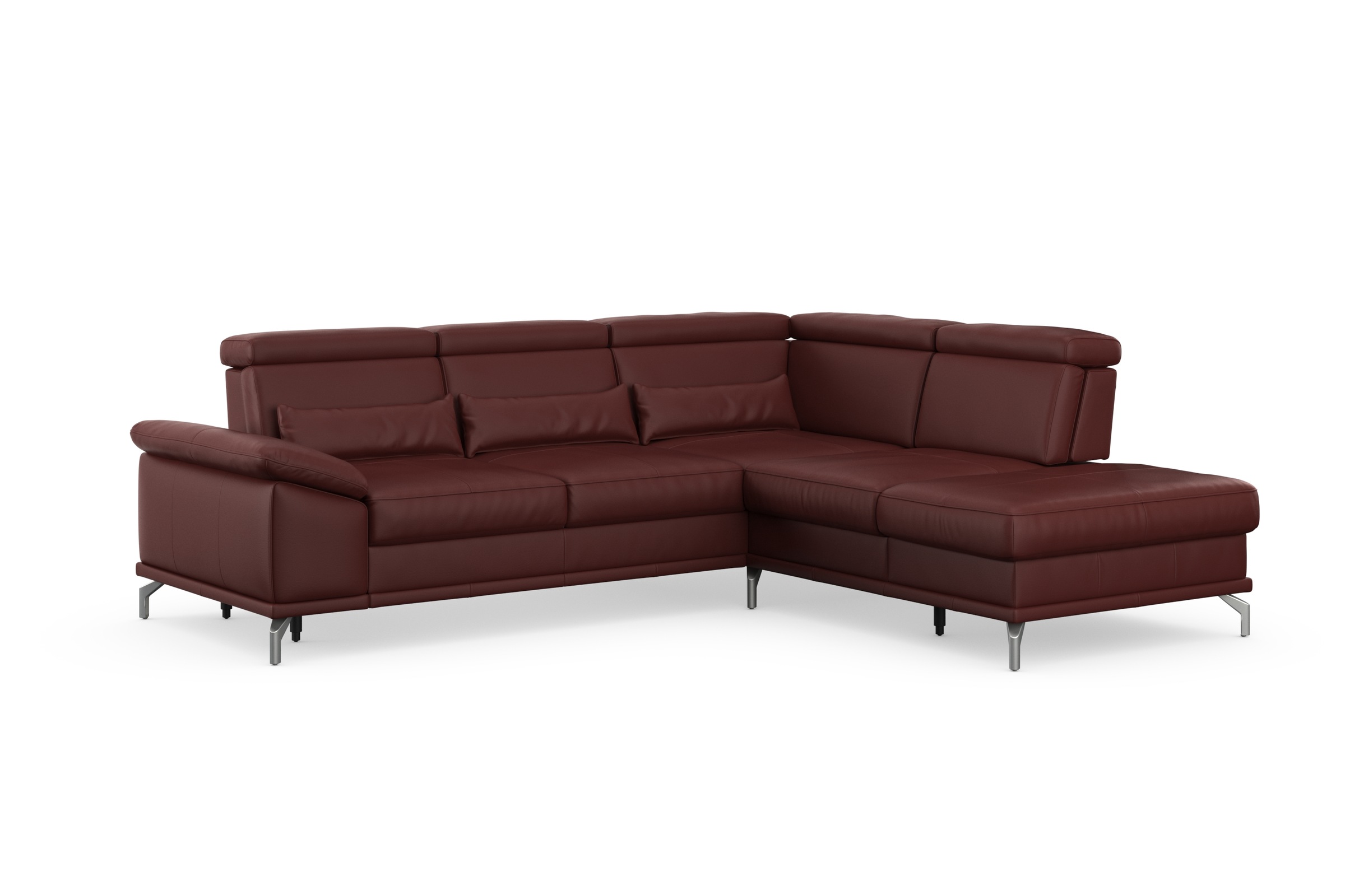 sit&more Ecksofa »Cabrio L-Form, mit Sitztiefenverstellung, Arm- und Kopfteilverstellung«, 3 Nierenkissen, Federkern, optional Bettfunktion und Stauraum