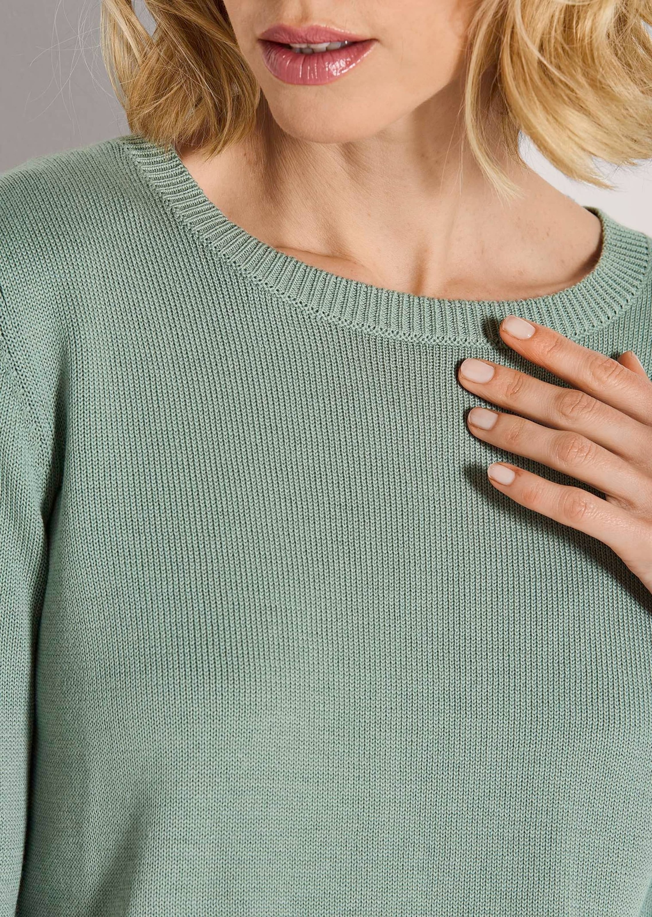 MADELEINE Longpullover »Strickpullover Schlichter Baumwollpullover mit Rundhals« Hautsympathische Baumwolle