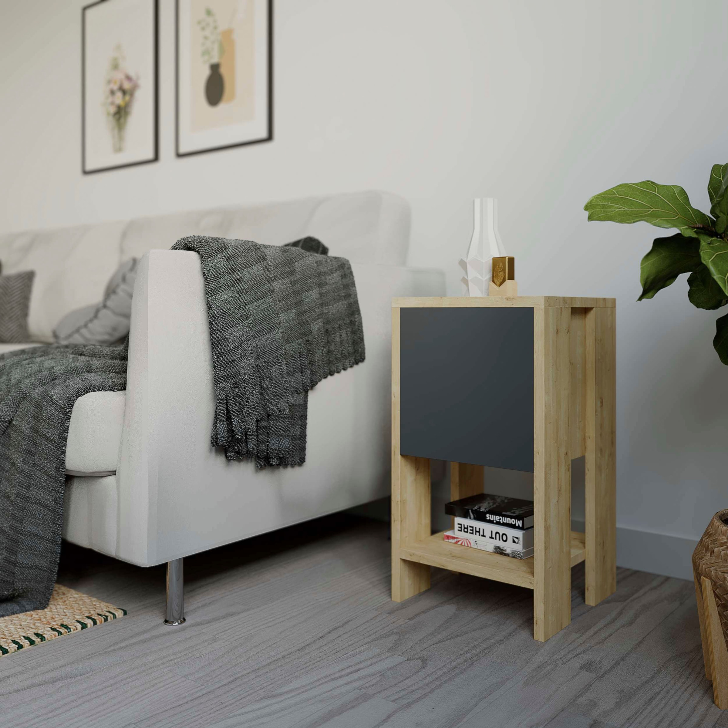 Decortie Nachttisch »EMA NACHTTISCH«, (Packung, 1 St.), Leichte Montage, Lagerung, Platzsparend