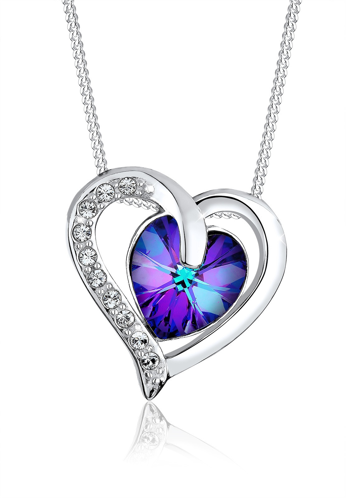 Elli Silberkette »Halskette Herz Blau 925 Sterling Silber, mit Kristallen von Swarovski®«