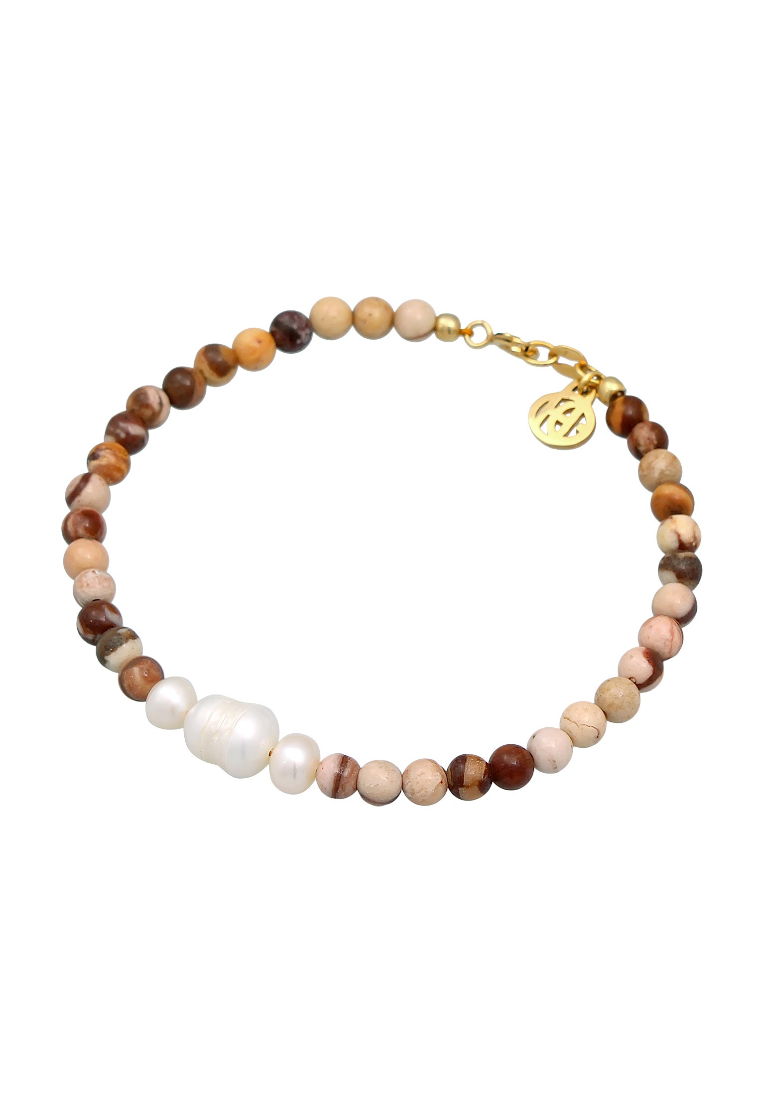 HAZE & GLORY Armkette »Armband Zebra Jaspis Bead Süßwasserperlen 925 Silber«