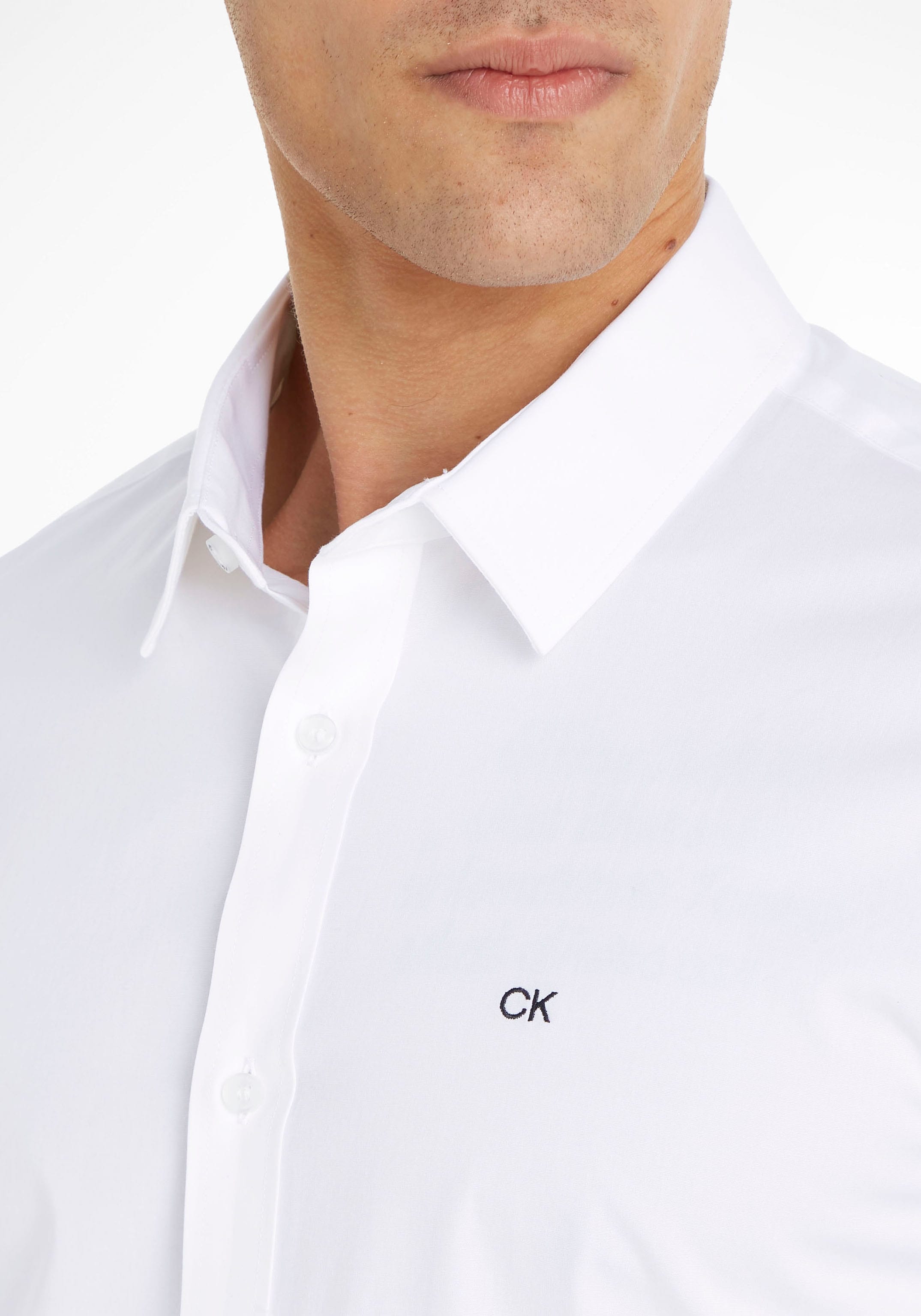 Calvin Klein Businesshemd »STRETCH POPLIN SLIM SHIRT«, mit Calvin Klein Logo auf der Brust