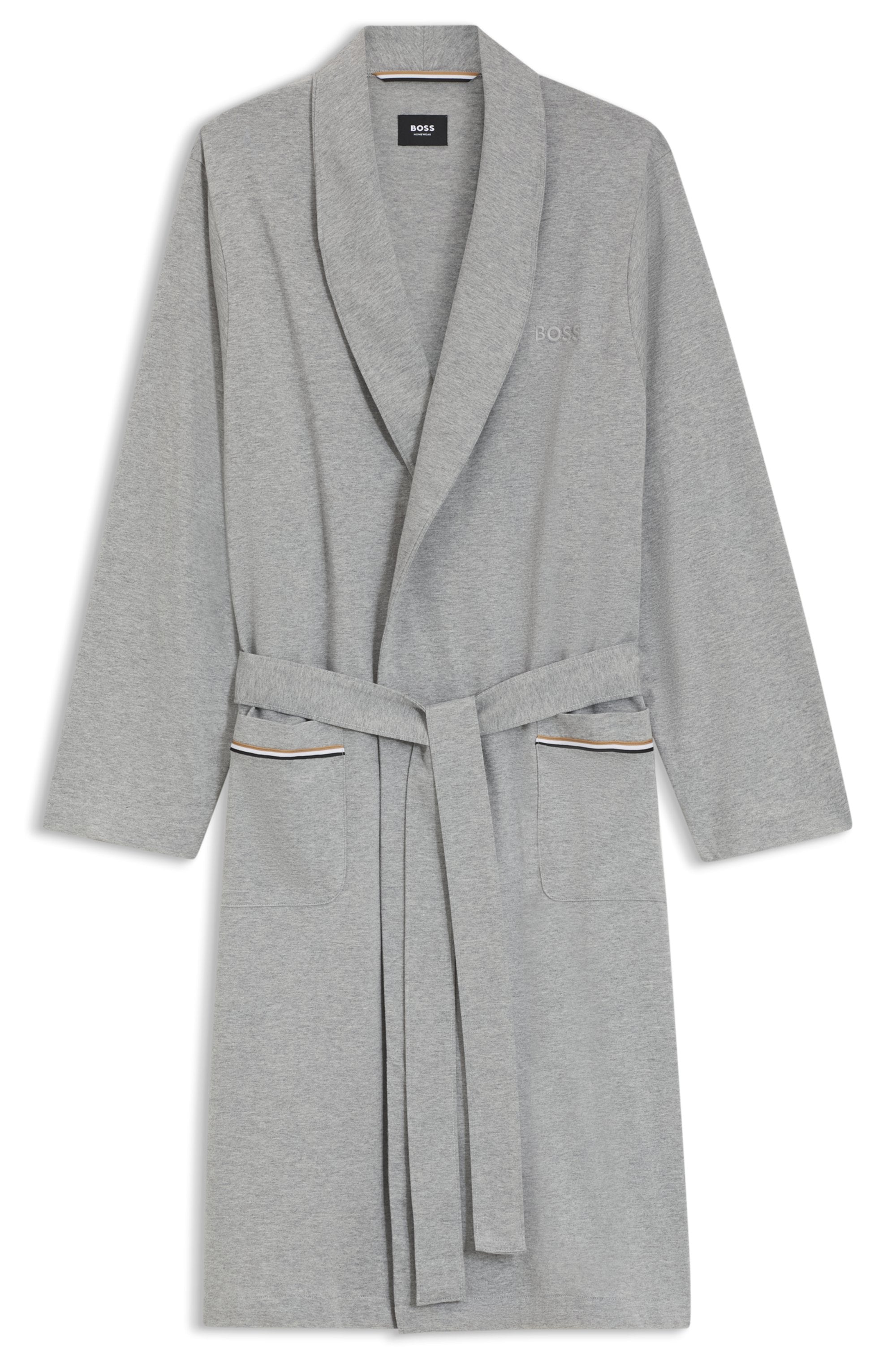 BOSS Morgenmantel aus Baumwoll-Jersey mit Logo-Stickerei