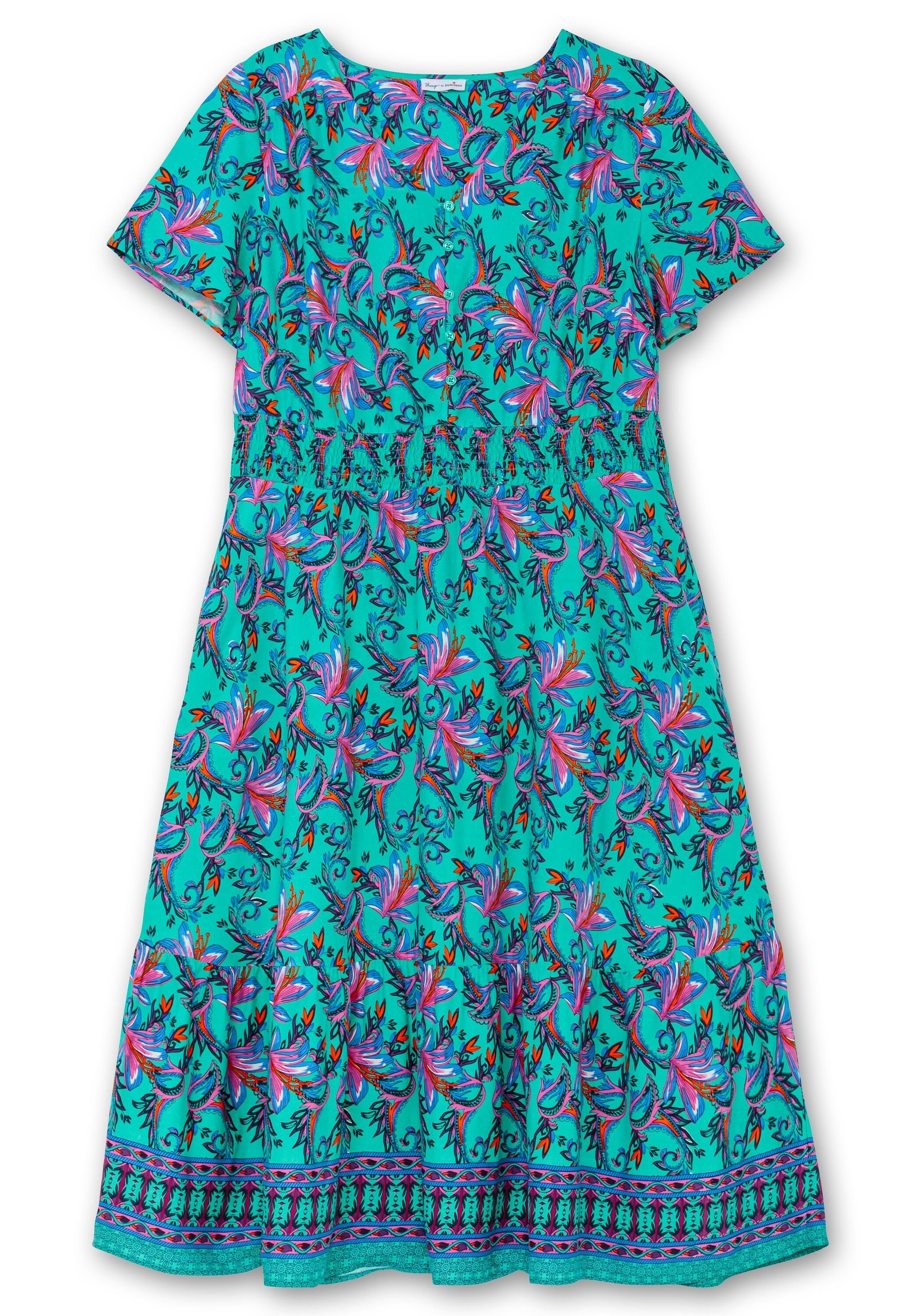 Sheego Maxikleid »Maxikleid mit Blumendruck und Taillen-Smokbund«