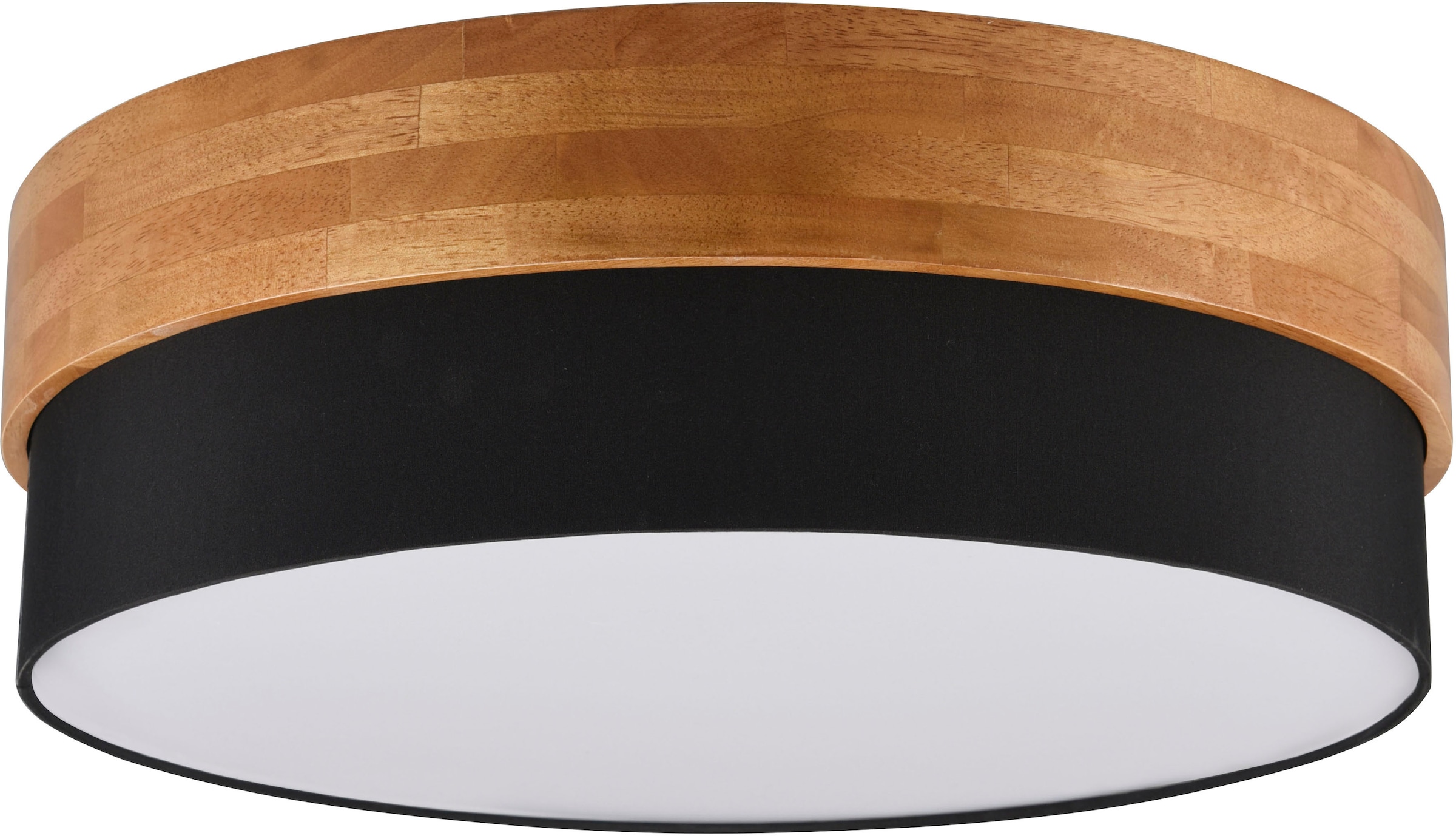 TRIO Leuchten Deckenleuchte »Seasons«, 3 flammig, Leuchtmittel E27 | ohne Leuchtmittel, Deckenlampe Holz mit Stoffschirm Ø50cm exkl 3xE27 max 40W