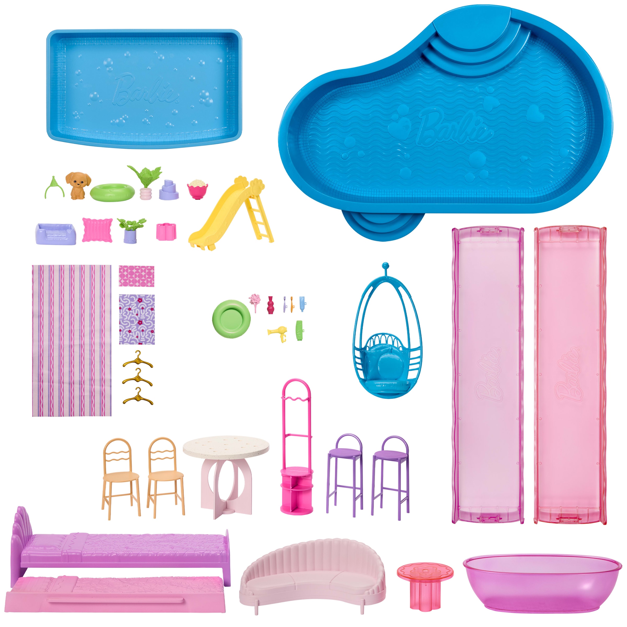 Barbie Puppenhaus »Barbie Traumvilla (2026)« mit Licht , Sound, 2 Pools, 2 Rutschen, 2 Häuser, Aufzug, 3 Etagen