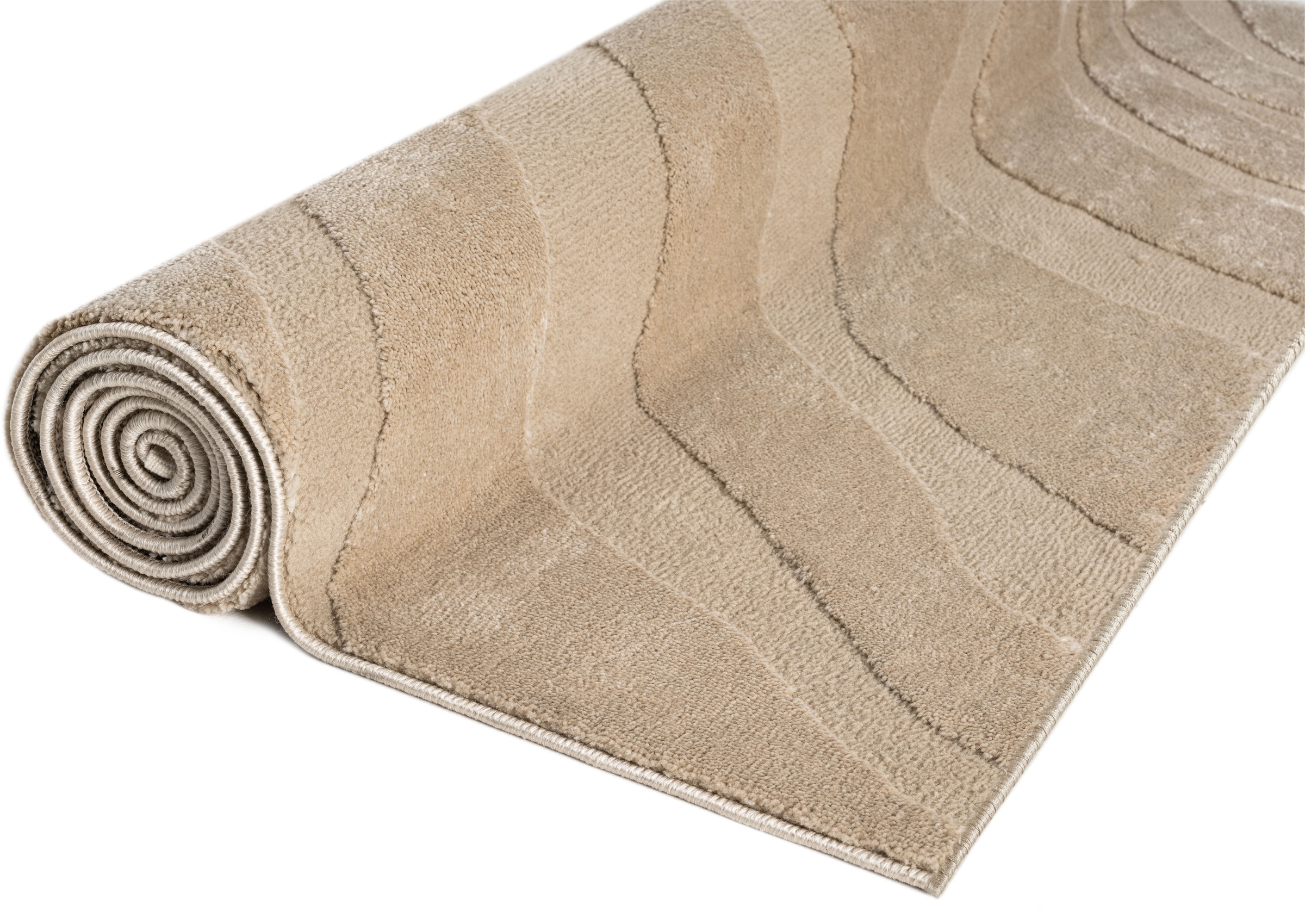 OTTO home Teppich »Benia, Hoch-Tief-Struktur« rechteckig 19 mm Höhe Wellen-Design, leichter Glanz, modern, Wohnzimmer, Schlafzimmer