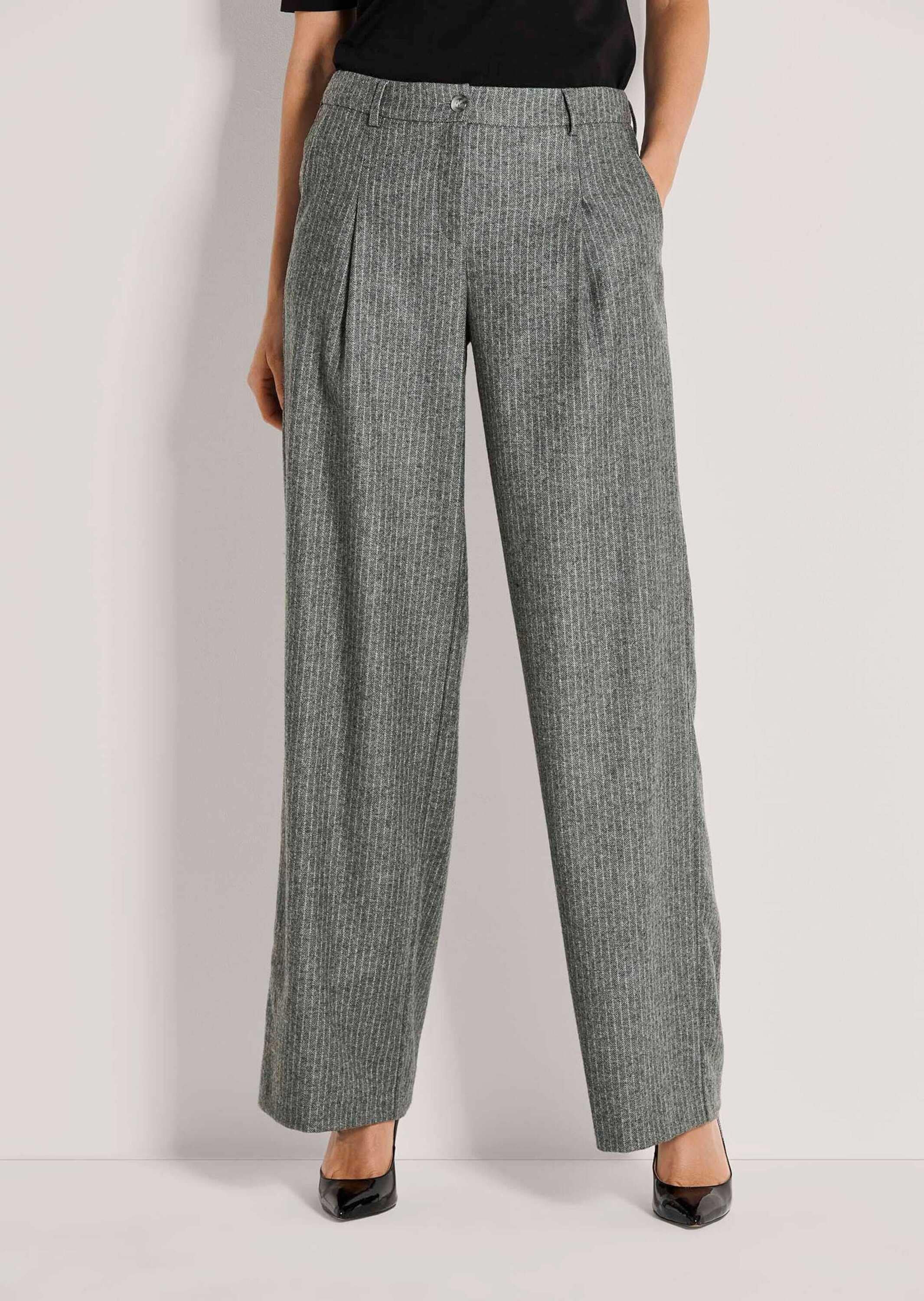 MADELEINE Bundfaltenhose »Flanellhose Flanellhose mit weitem Bein«