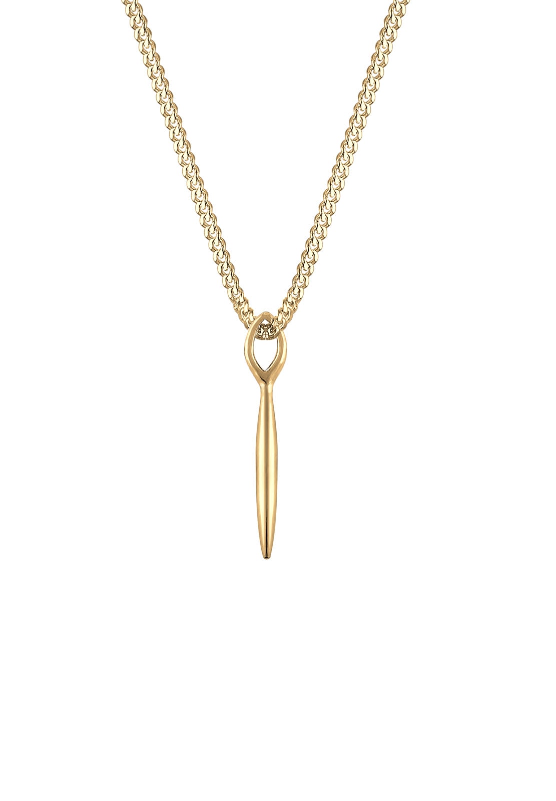 Elli Premium Kette mit Anhänger »Halskette Geo Stab Basic Minimal 585 Gelbgold«