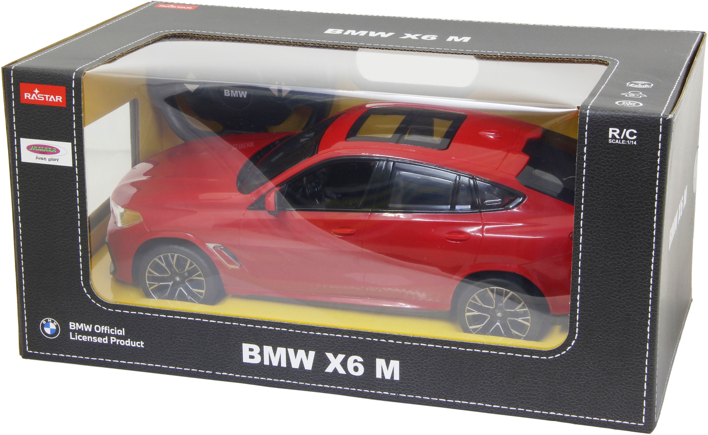 Jamara RC-Auto »Deluxe Cars, BMW X6 M 1:14, rot - 2,4 GHz«, mit LED-Lichtern