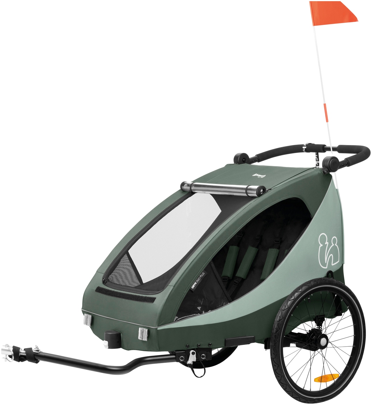 Fahrradkinderanhänger »2in1 Bike Trailer und Buggy Dryk Duo Plus, dark green«, für 2...