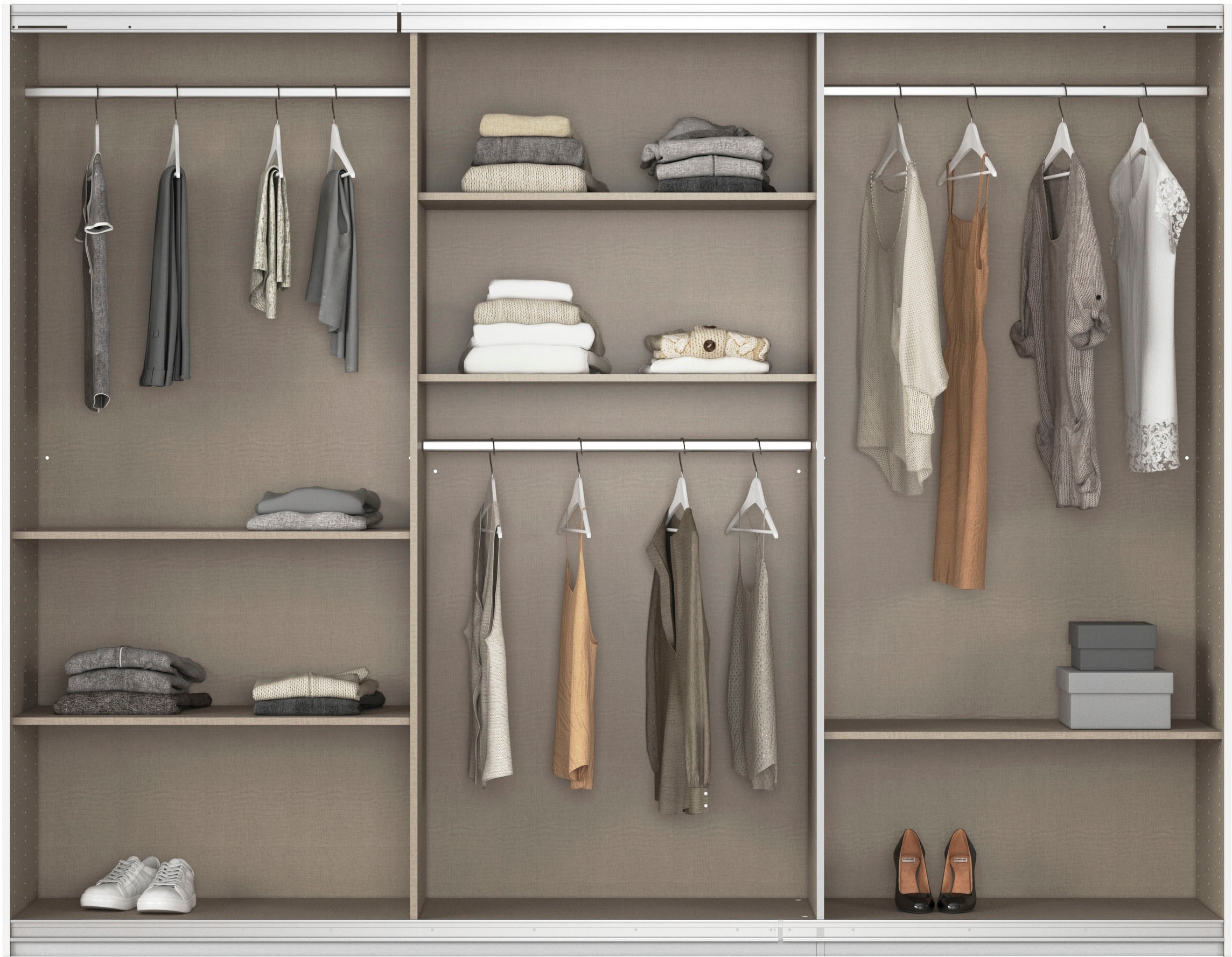 rauch Schwebetürenschrank »Kleiderschrank Schrank Garderobe AGORDO«, (in zwei Griff-Farben), Top Innenausstattung, in 4 Breiten und 2 Höhen MADE IN GERMANY