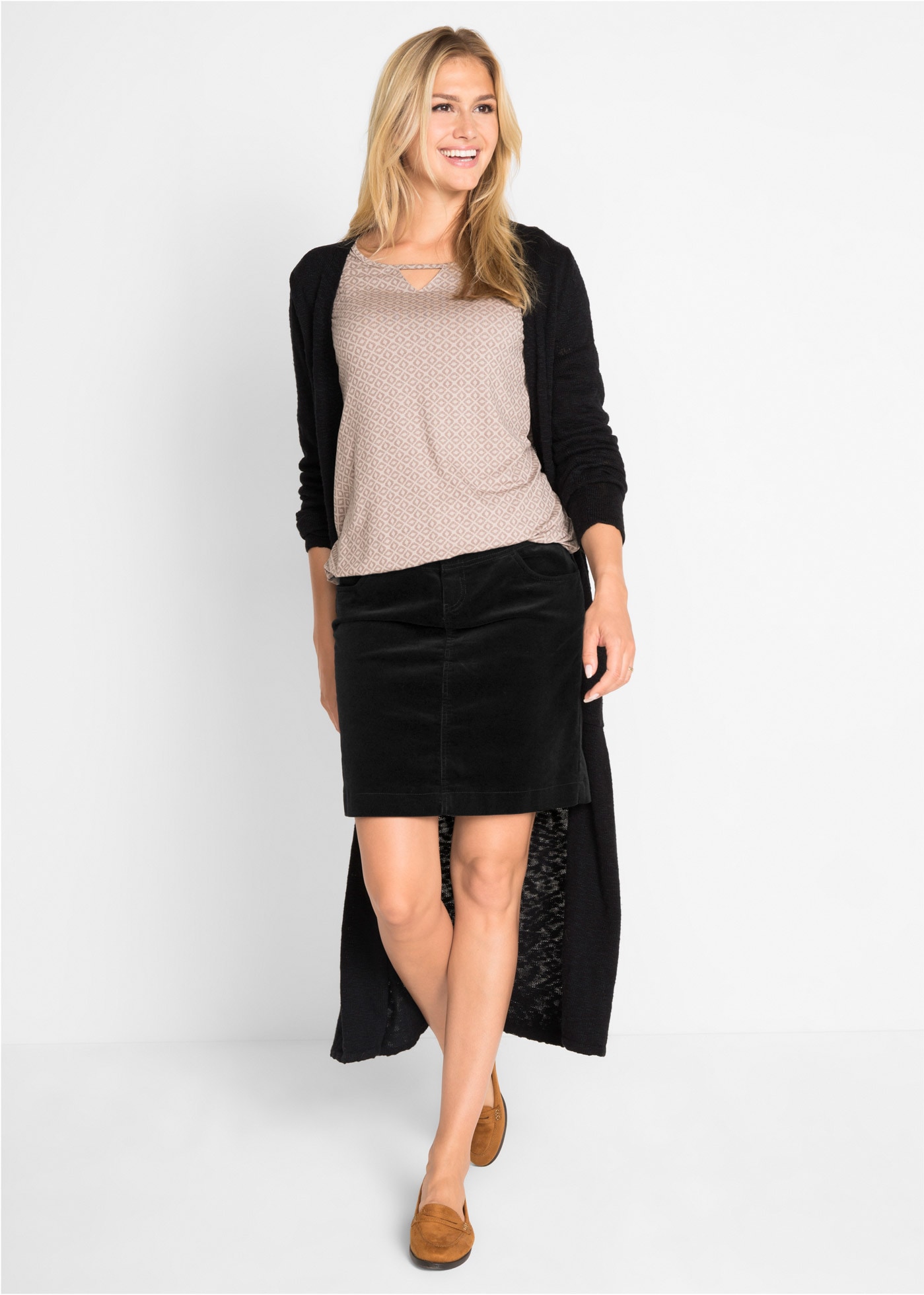 bonprix Cordrock »Stretch-Cordrock« in Kurzform und mit Taschen und Gürtelschlaufen