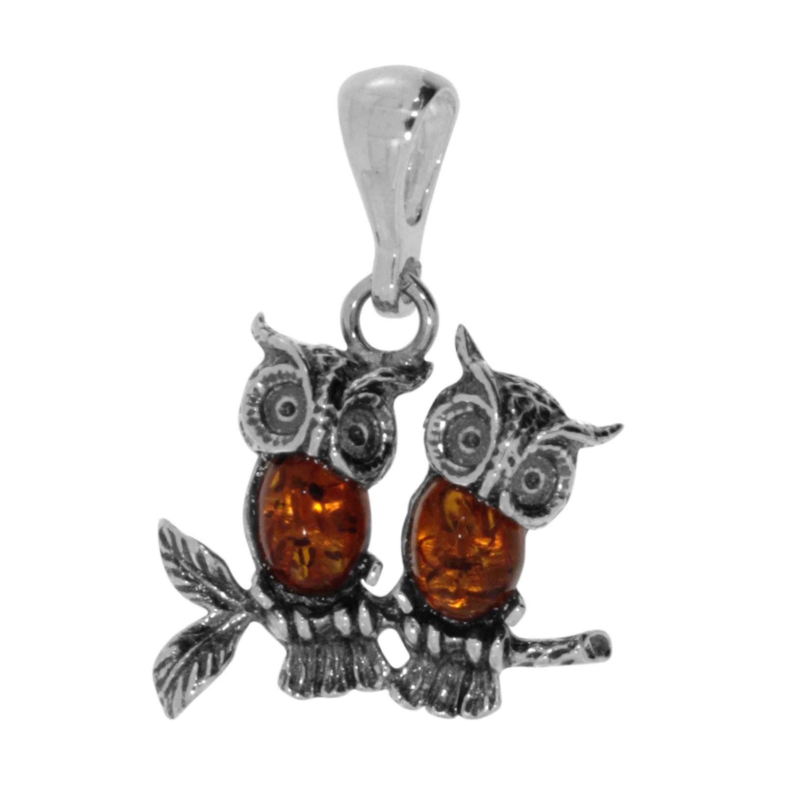 OSTSEE-SCHMUCK Kettenanhänger »- Eulenpaar - Silber 925/000 - Bernstein«