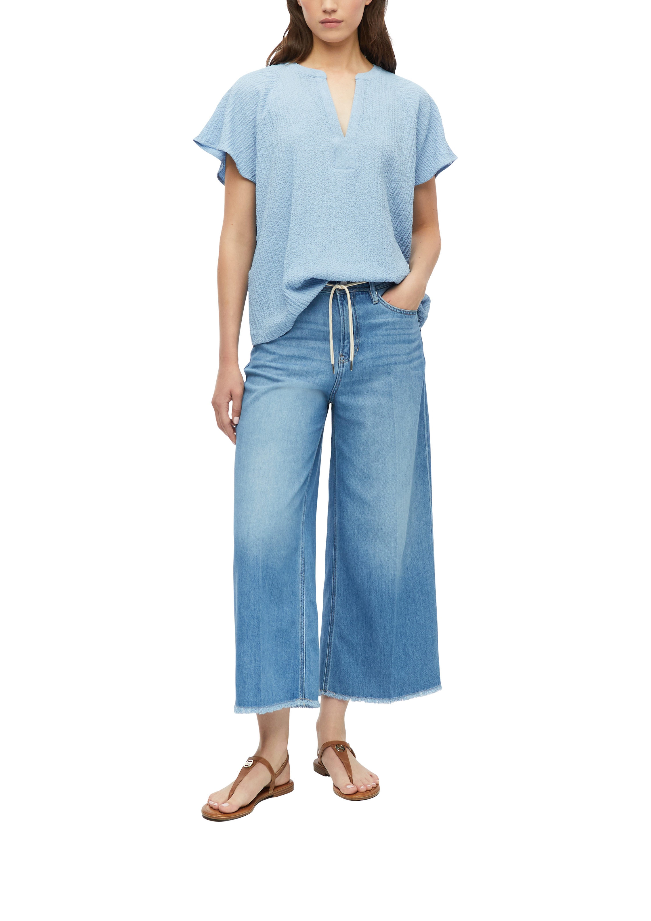 s.Oliver Kurzarmbluse Sommer-Tunika mit Splitneck